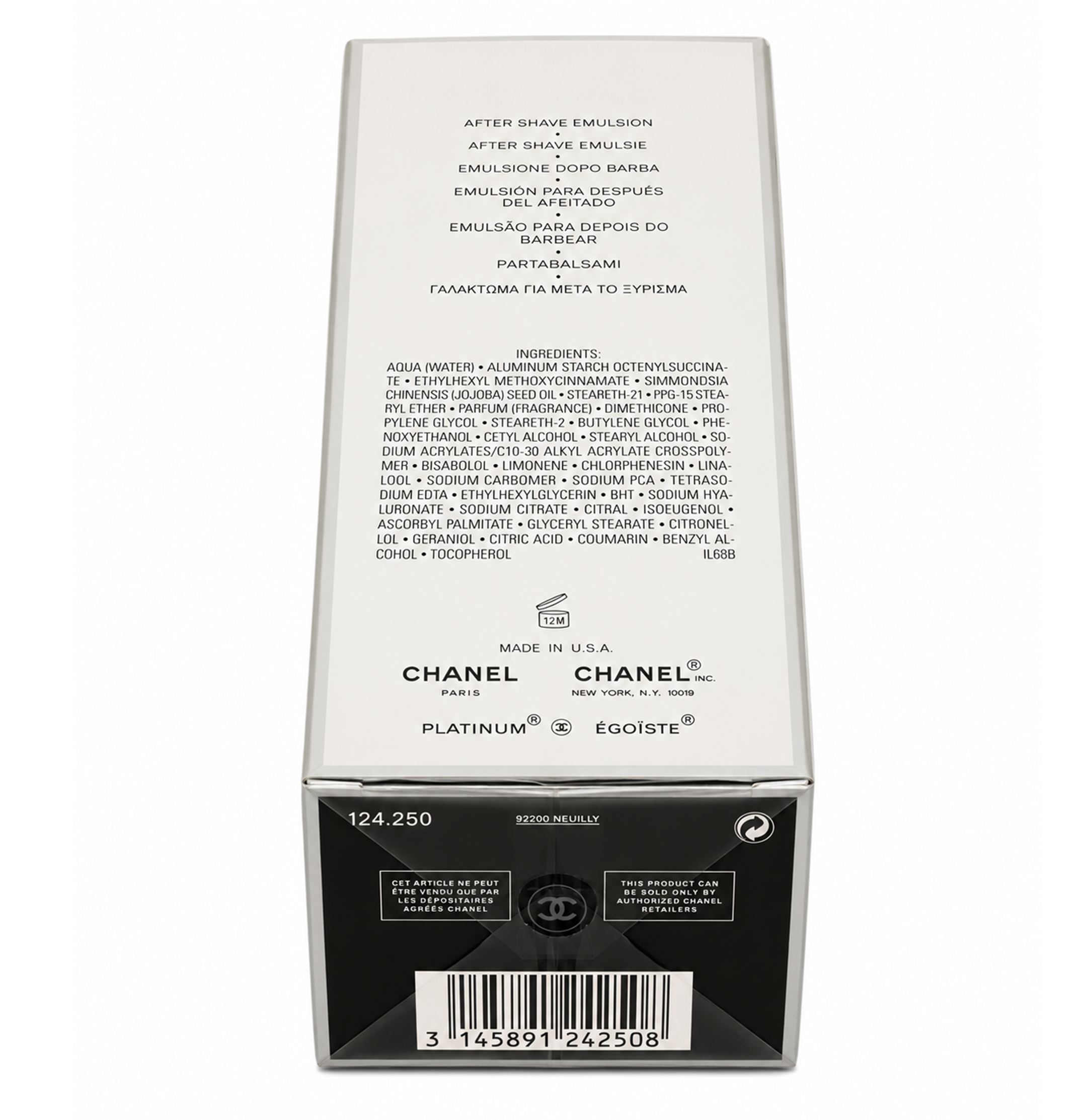 Chanel Egoiste Platinum After Shave Moisturiser 75ml