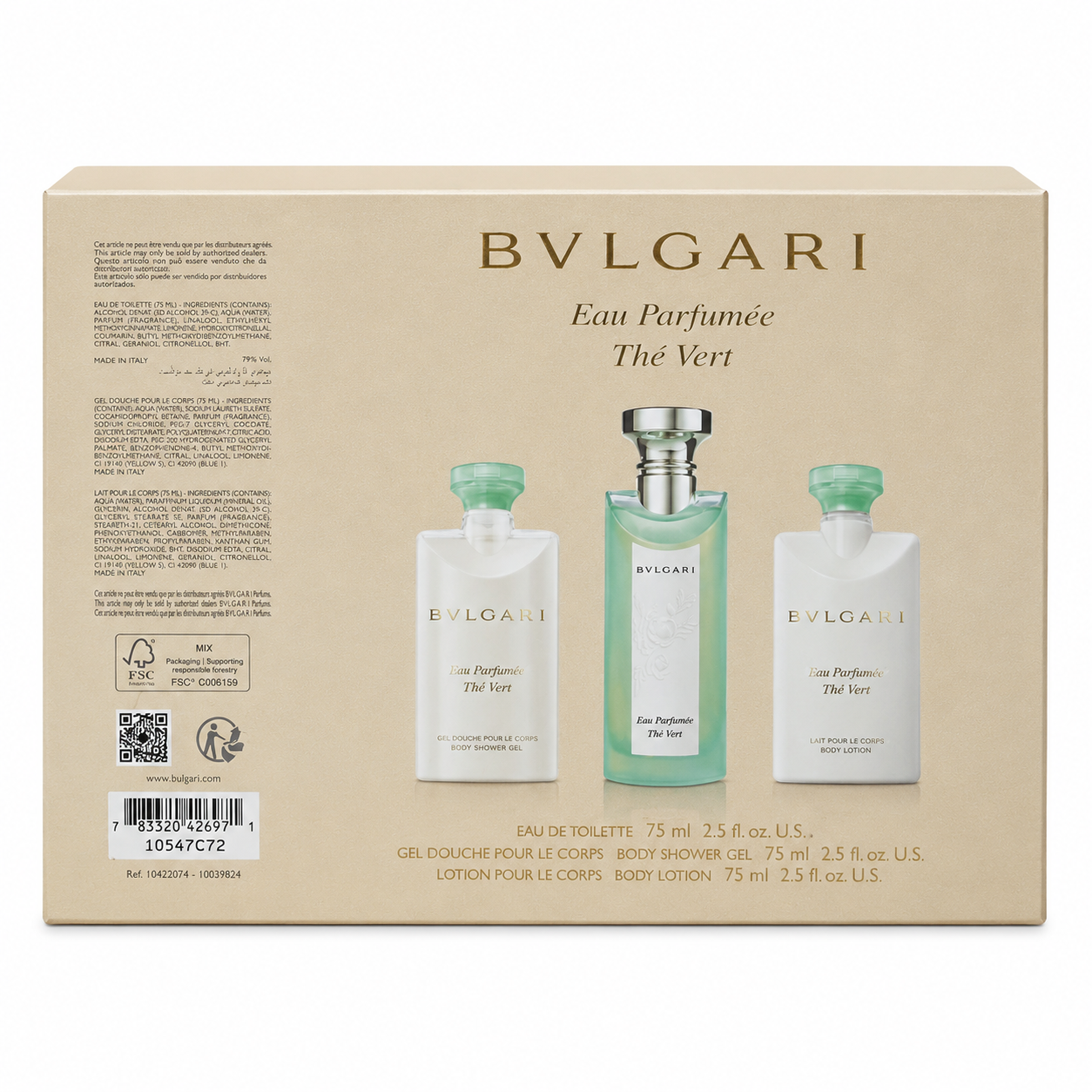 Bvlgari Eau Parfumee au the vert Eau de Toilette 75ml + showergel + Body lotion