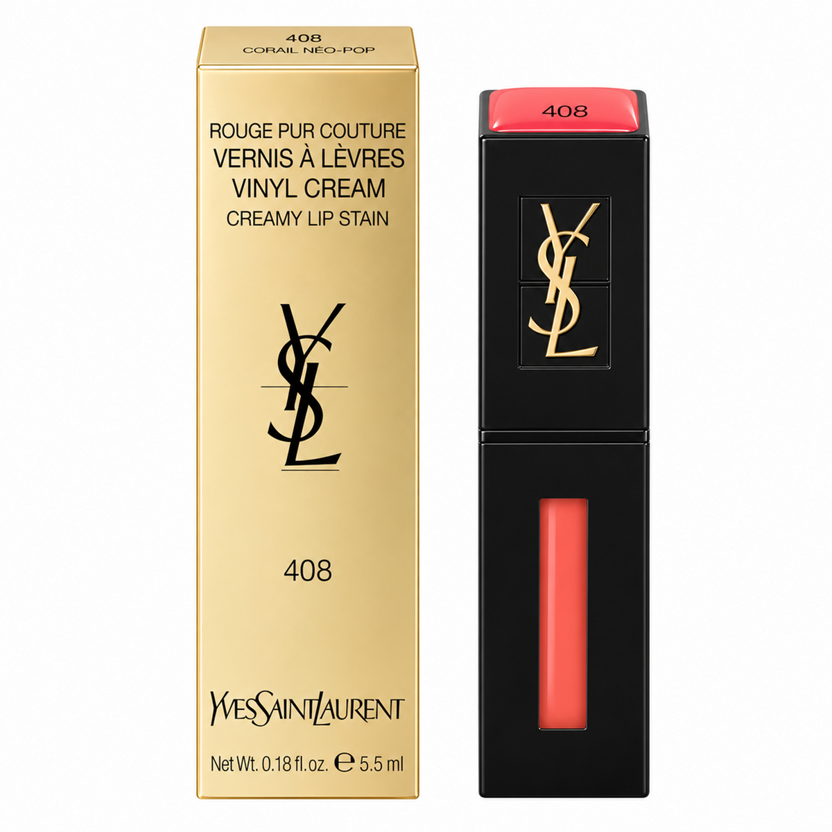 Yves Saint Laurent Vernis a Levres Creamy Lip Stain 408 Corail Neo-Pop
