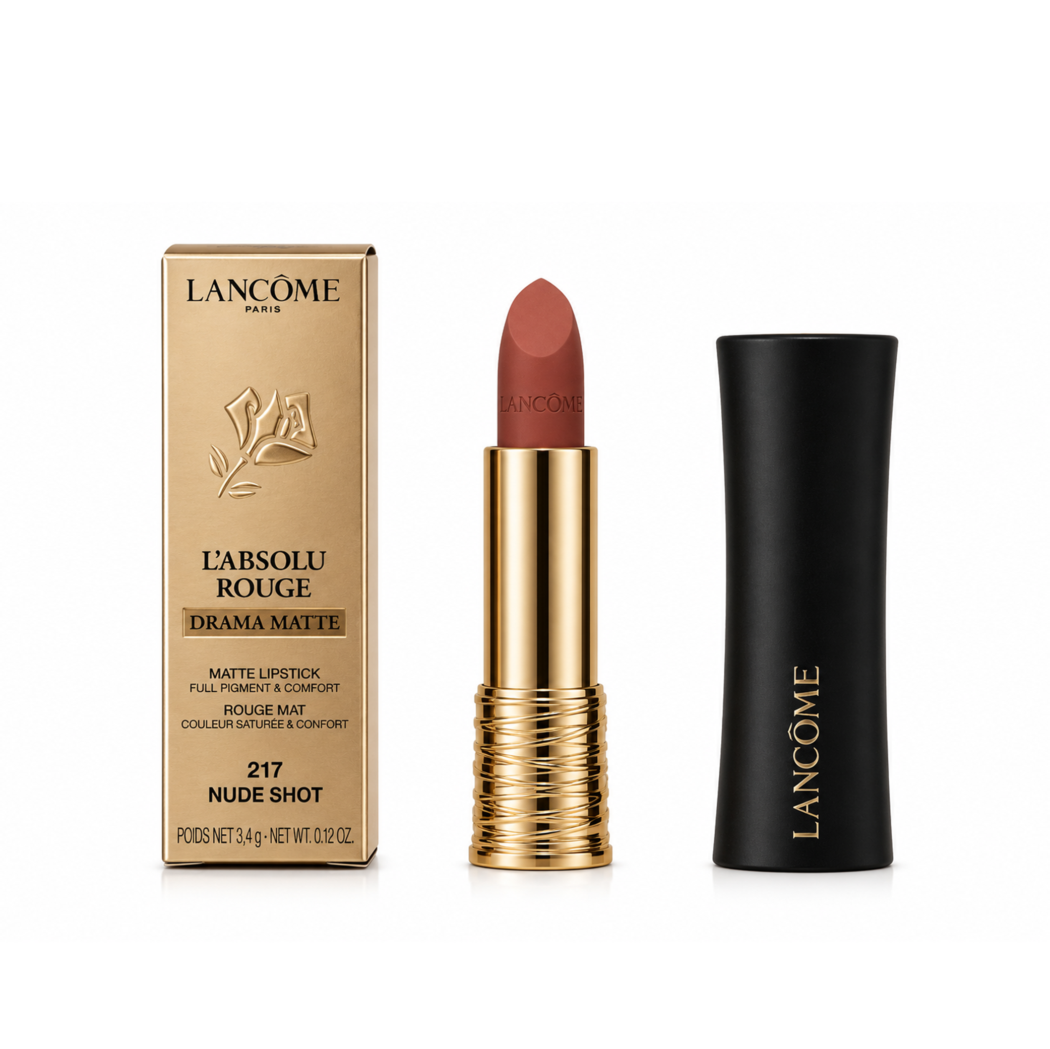 Lancome L'Absolu Rouge 217 Nude Shot Drama Matte Lipstick 3,4g