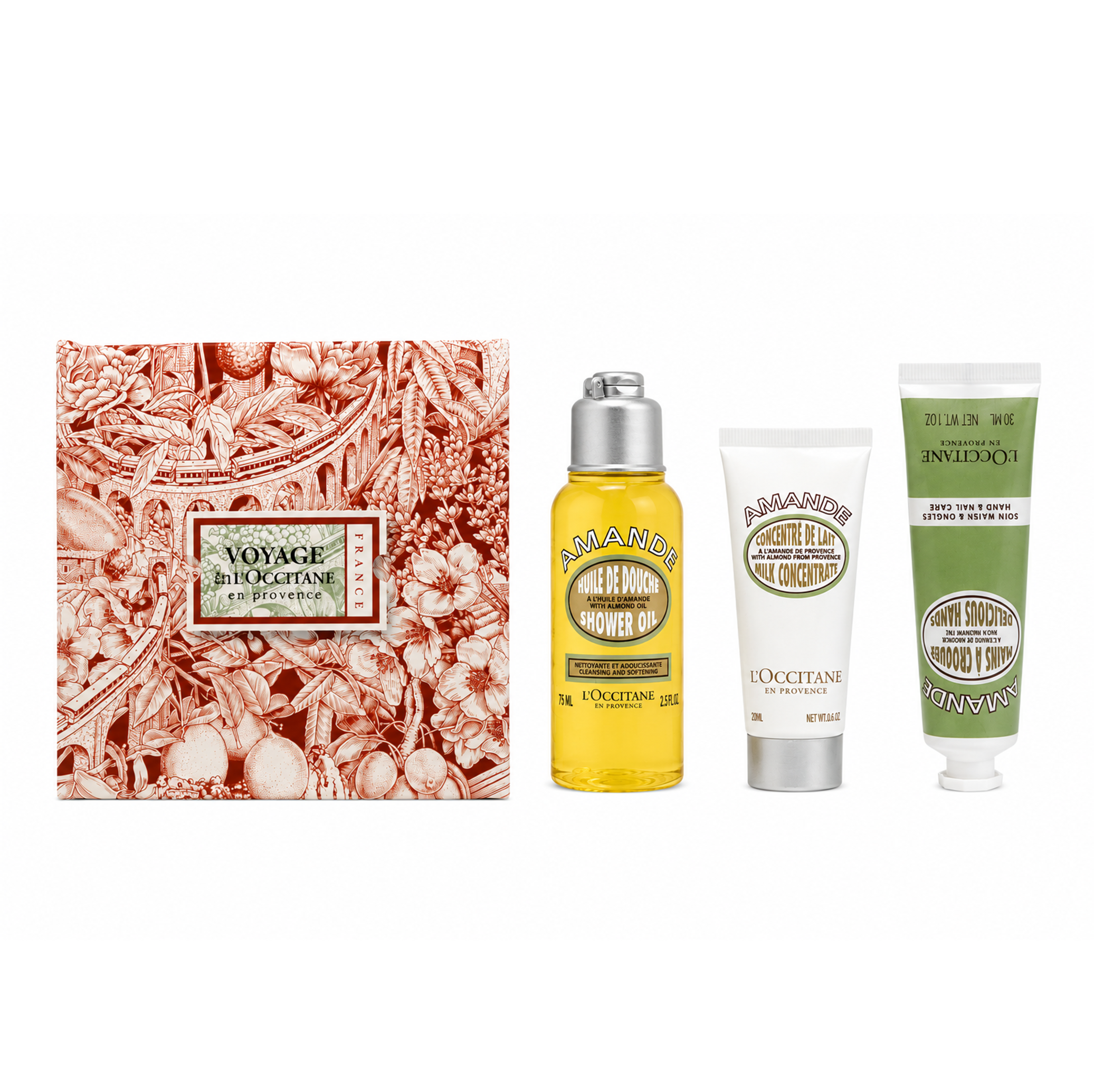 L’Occitane Amande Milk Concentrate 20ml + Shower oil 75ml + hand creme