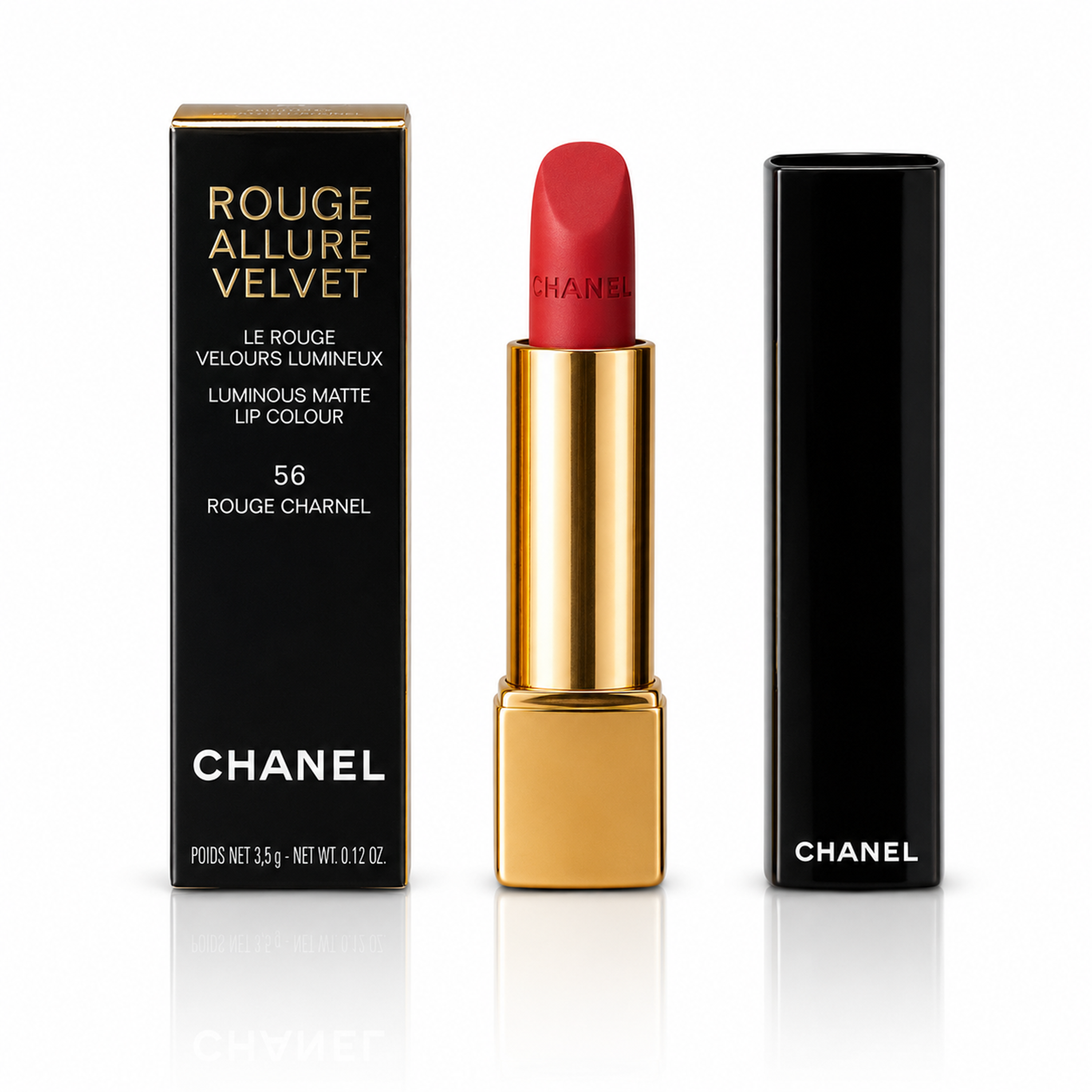 Chanel Rouge Allure Velvet 56 Rouge Charnel Lippenstift Lip Colour 3.5g