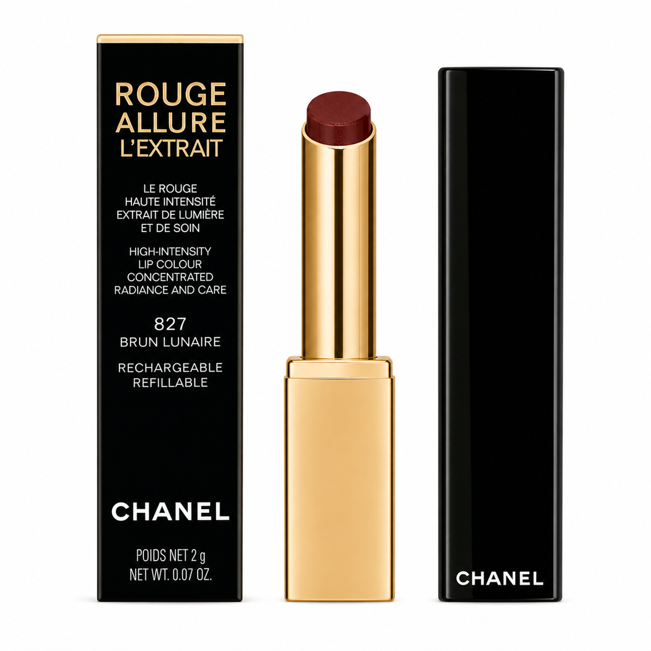 Chanel Rouge Allure L'Extrait  high-intensity lip colour 827 Brun Lunaire Refillable 2g