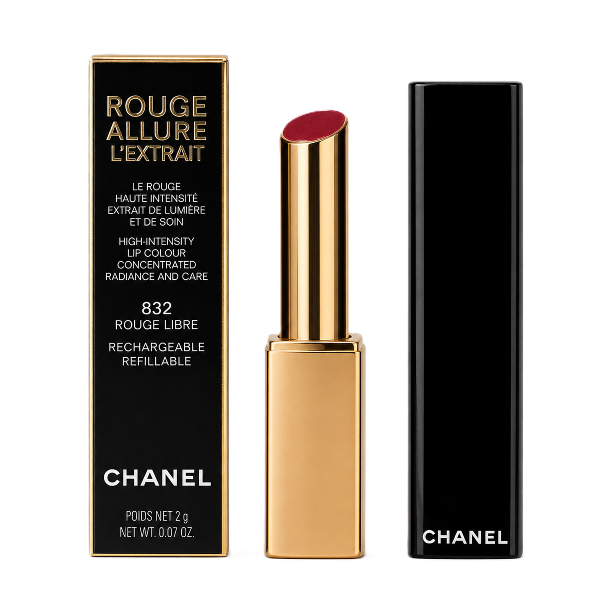 Chanel Rouge Allure L'Extrait high-intensity lip colour 832 Rouge Libre Refillable 2g