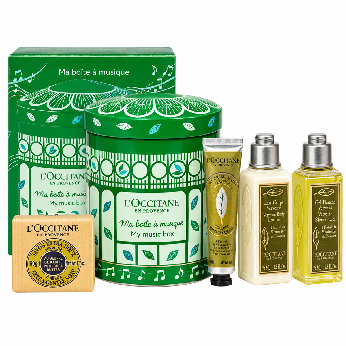 L'Occitane My Music Box Verveine Shower Gel 75ml + Body Lotion 75ml + Soap 50g + Cream Gel 30ml