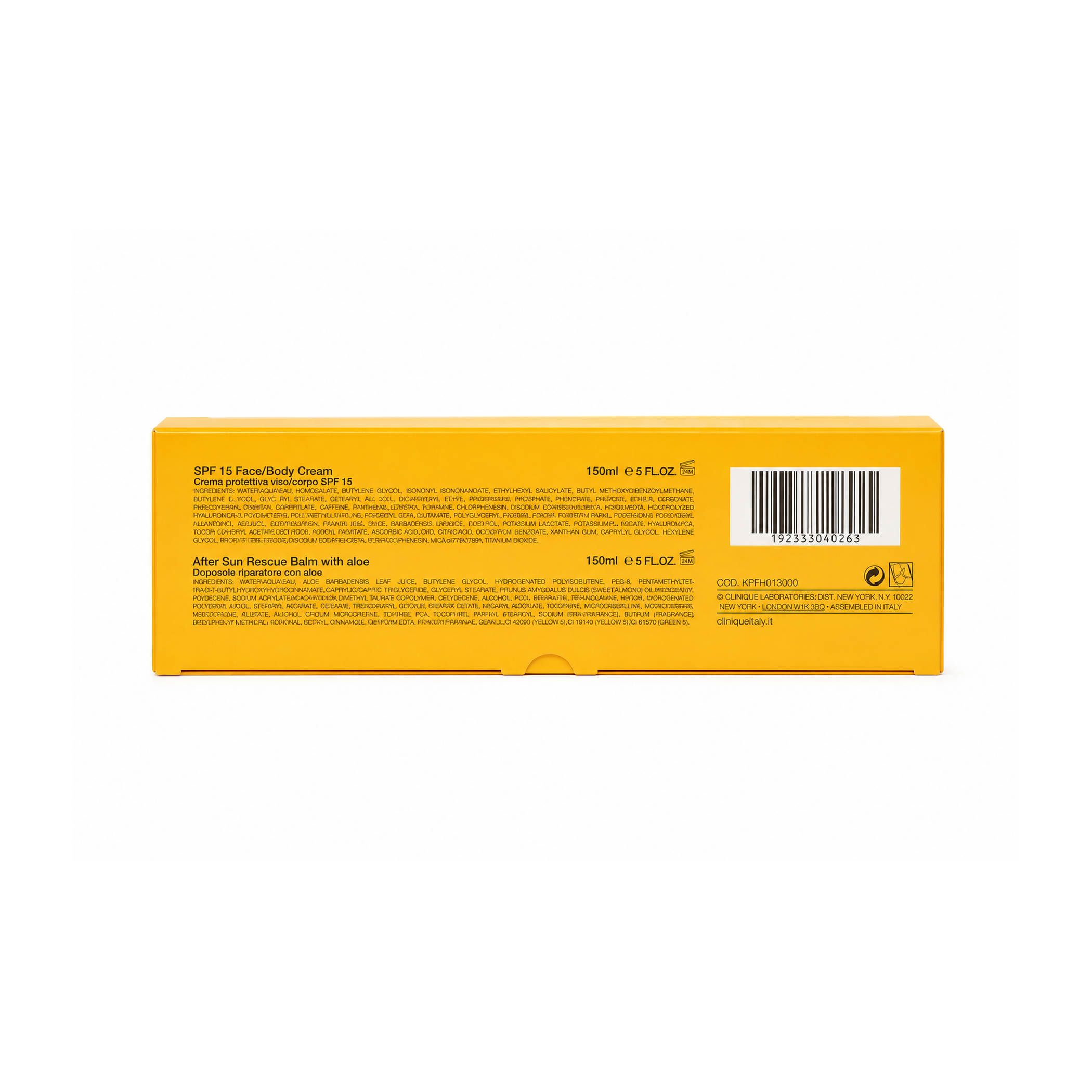 Clinique SPF15 Face Body Cream & After Sun Balm 2x 150ml