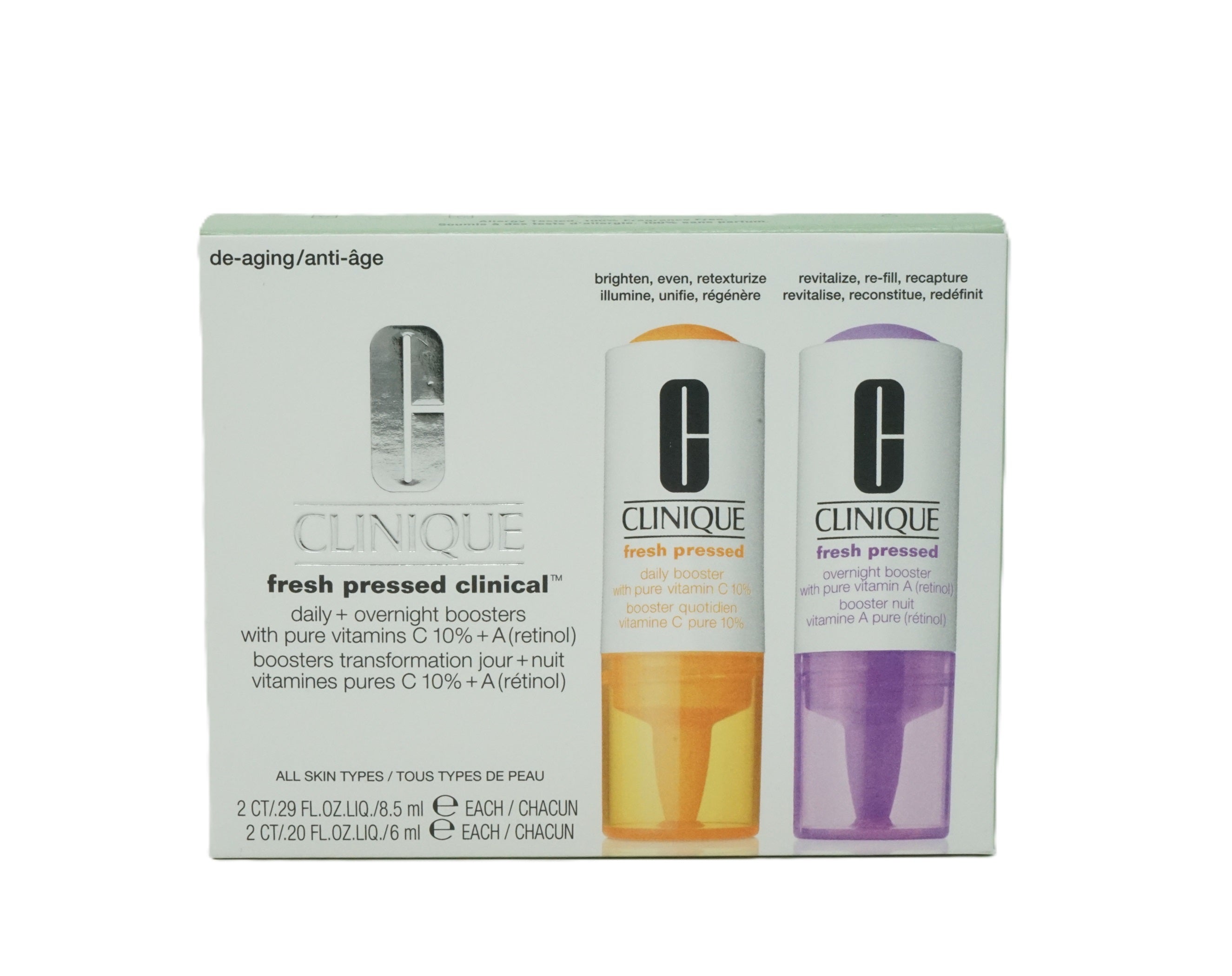 Clinique Fresh pressed clinical daily+ overnight booster mit purer Vitamin C Alle Hauttypen 8,5ml + 6ml