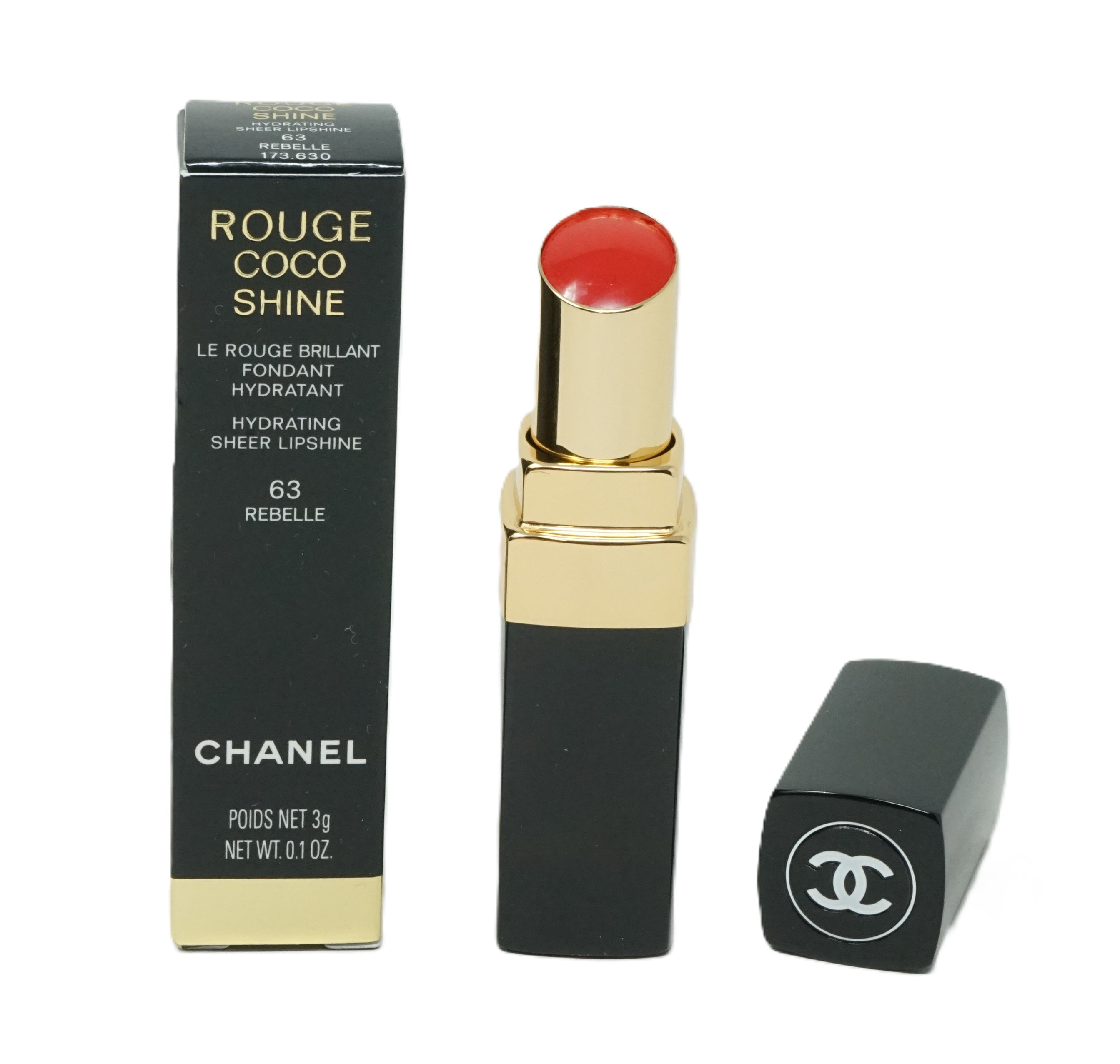 Chanel Rouge Coco Shine Lippenstift 63 Rebelle 3g