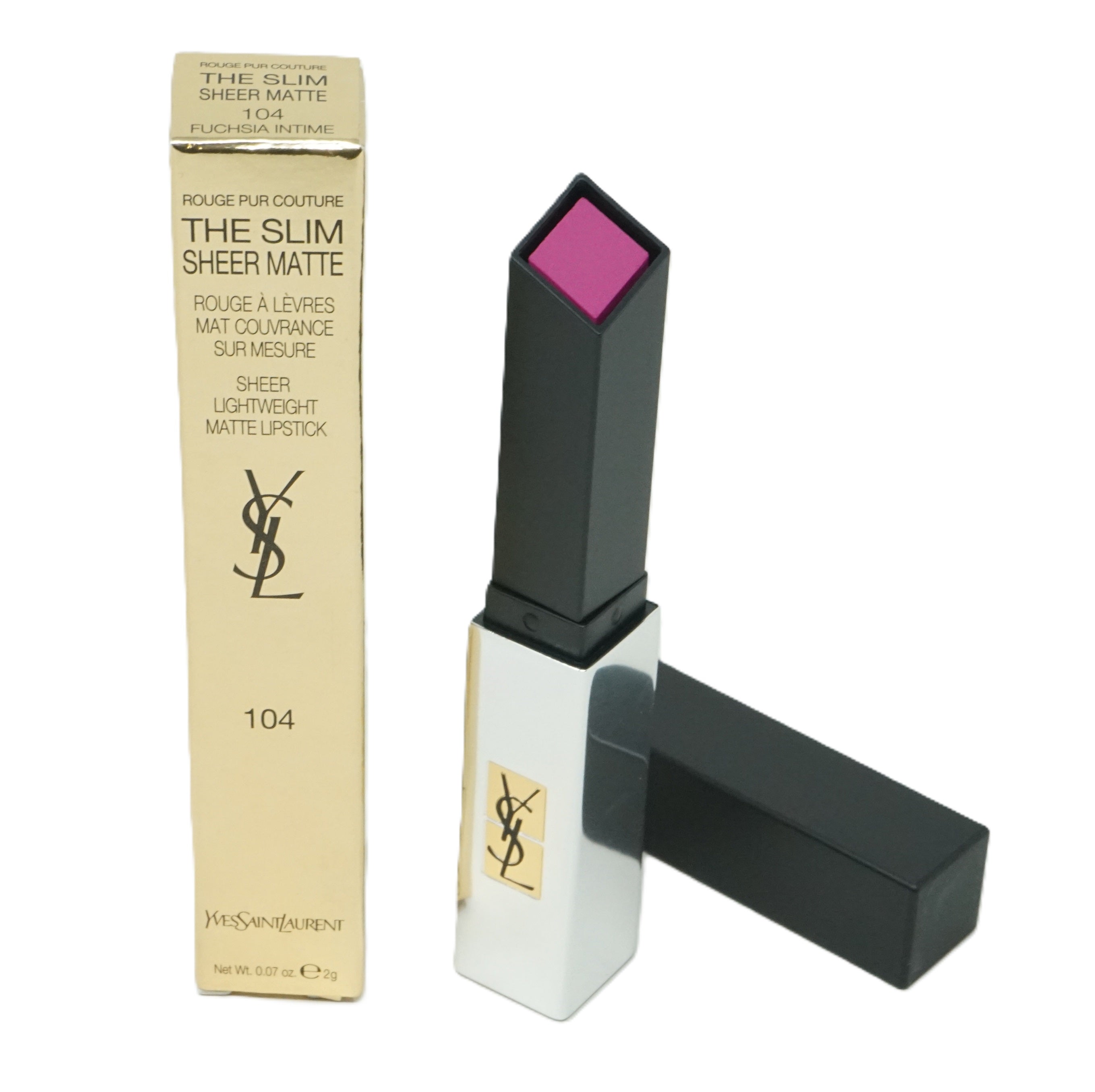 Yves Saint Laurent Rouge pur Couture The Slim Sheer Matte 2g Lippenstift 104 Fuchsia Intime