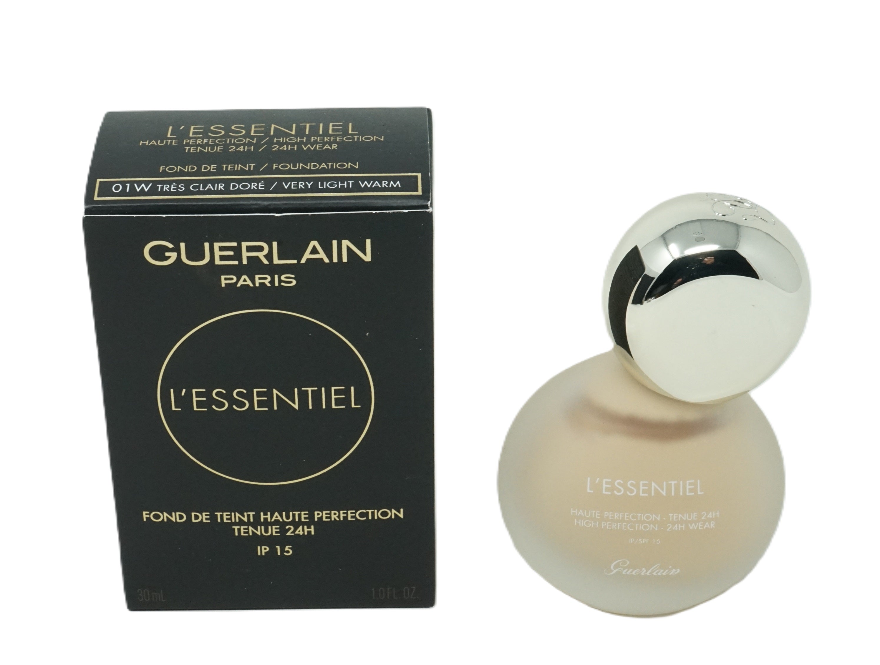 Guerlain Paris L'Essentiel high perfection 24H wear Foundation 01 very light warm IP15 30ml