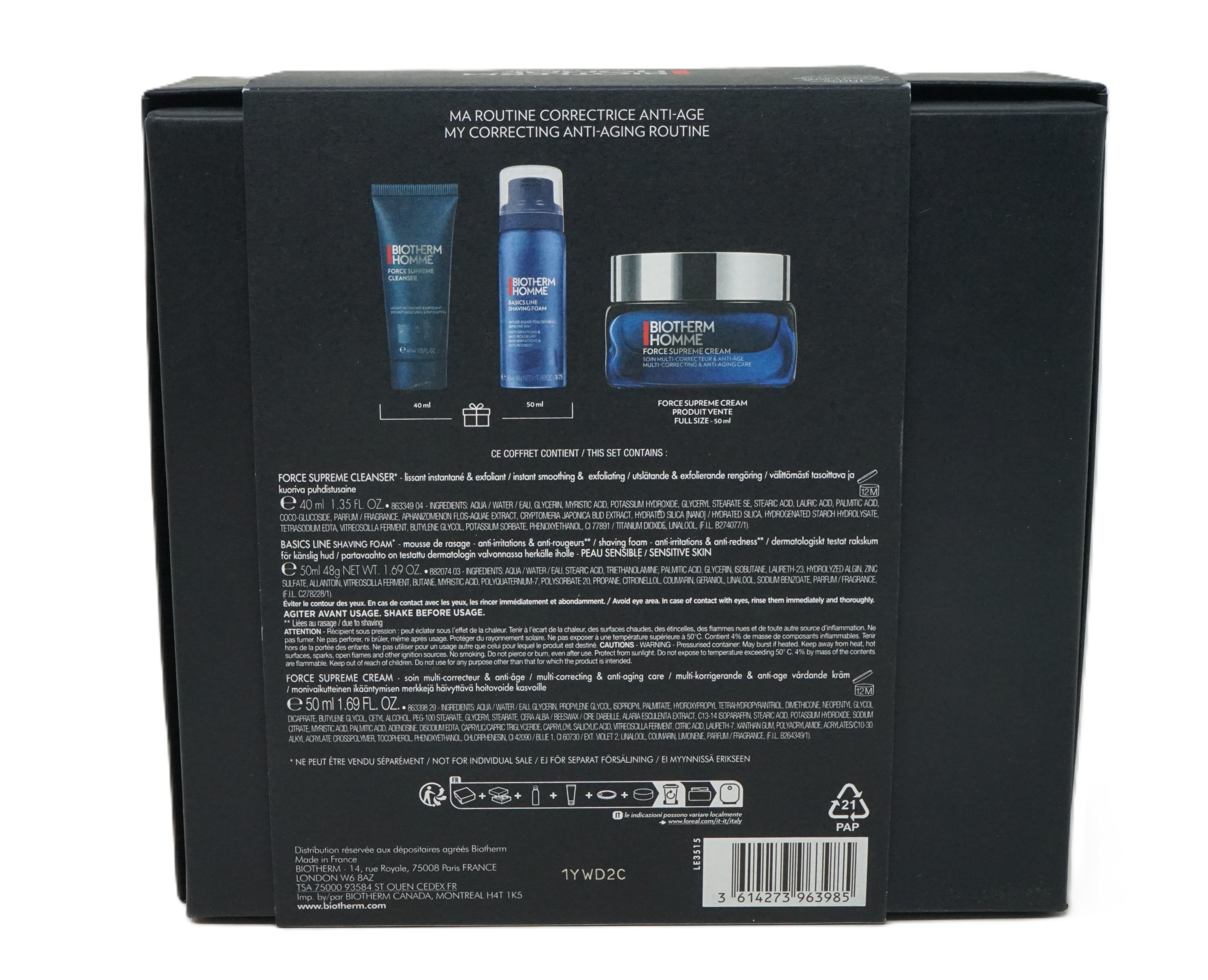 Biotherm Homme Force Cream 50 ml + Shaving Foam 50 ml + Cleanser 40ml