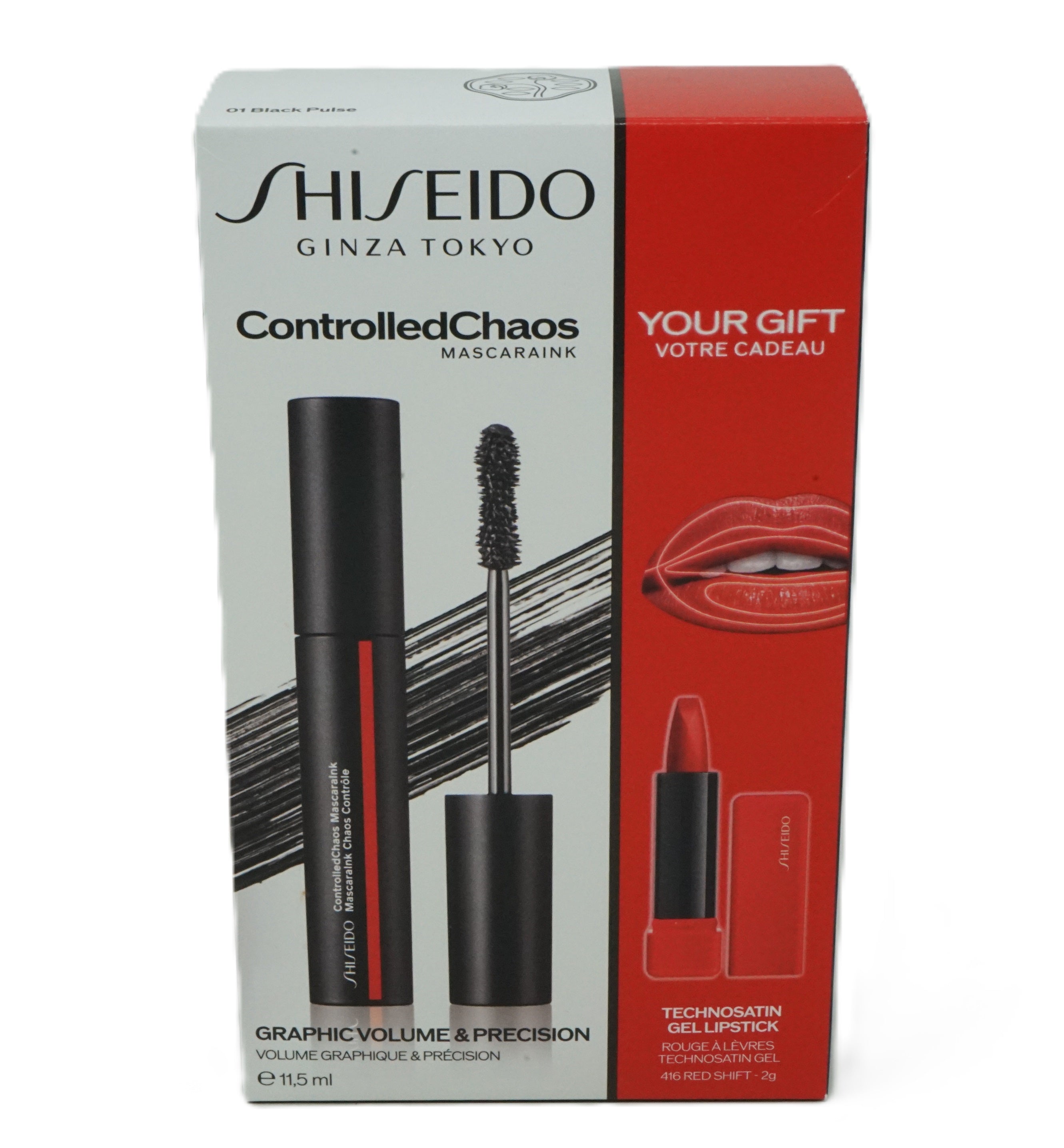 Shiseido Controlled Chaos Mascara 01 Black Pulse 11,5 ml + Lipstick 416 Red Shift