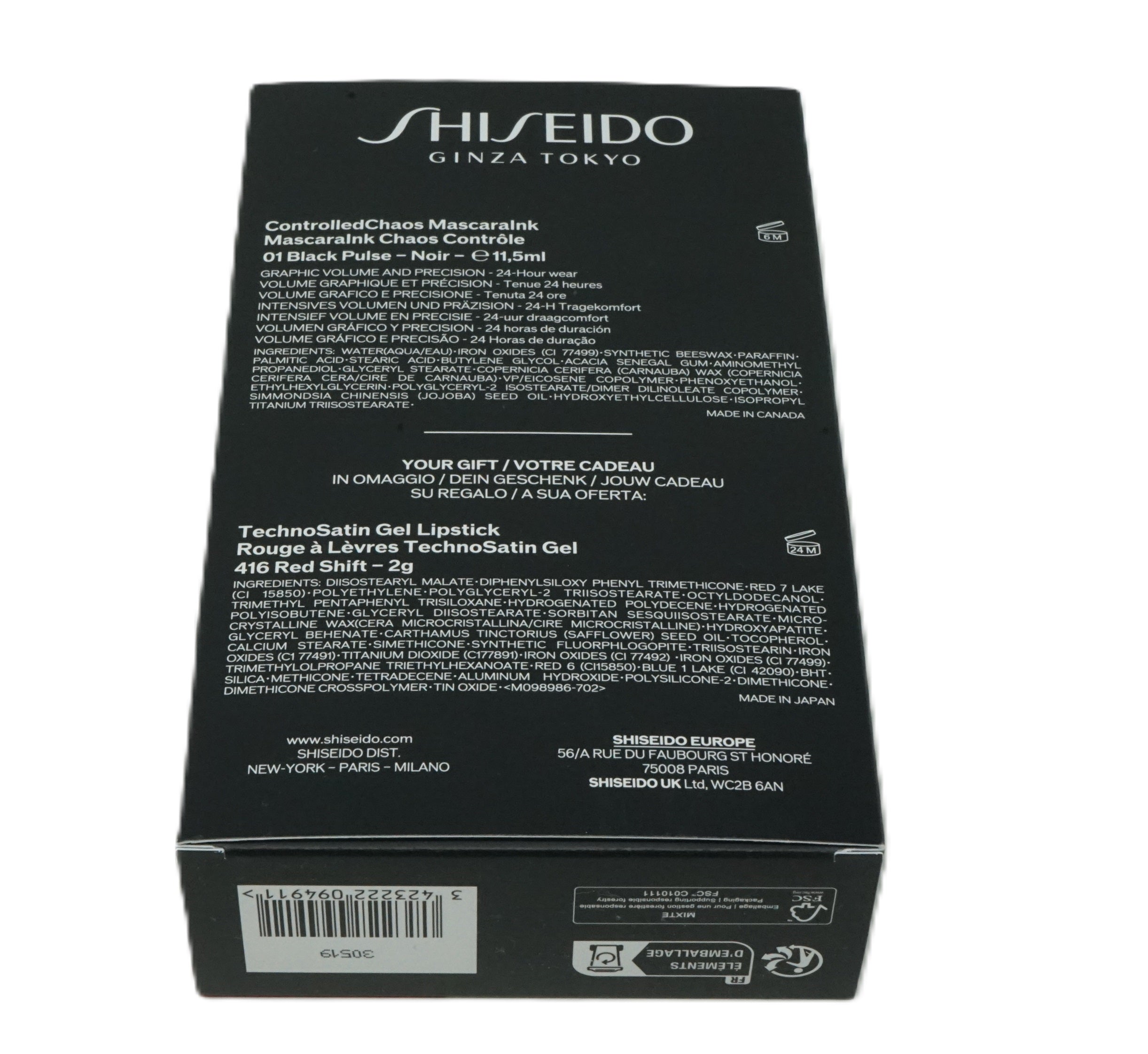 Shiseido Controlled Chaos Mascara 01 Black Pulse 11,5 ml + Lipstick 416 Red Shift