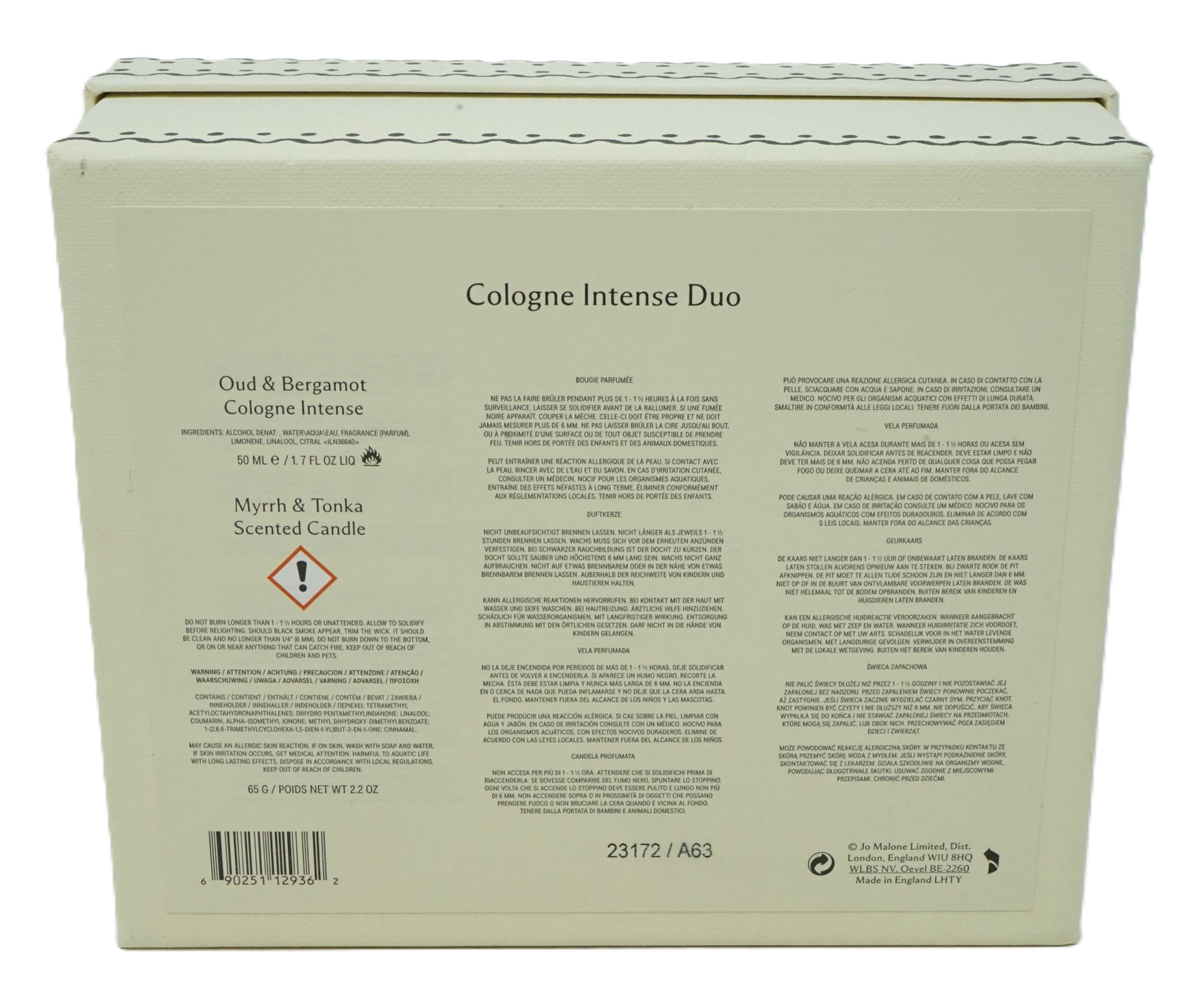 Jo Malone Oud & Bergamot  Cologne Intense 50 ml + Myrrh & Tonka Kerze 65 g
