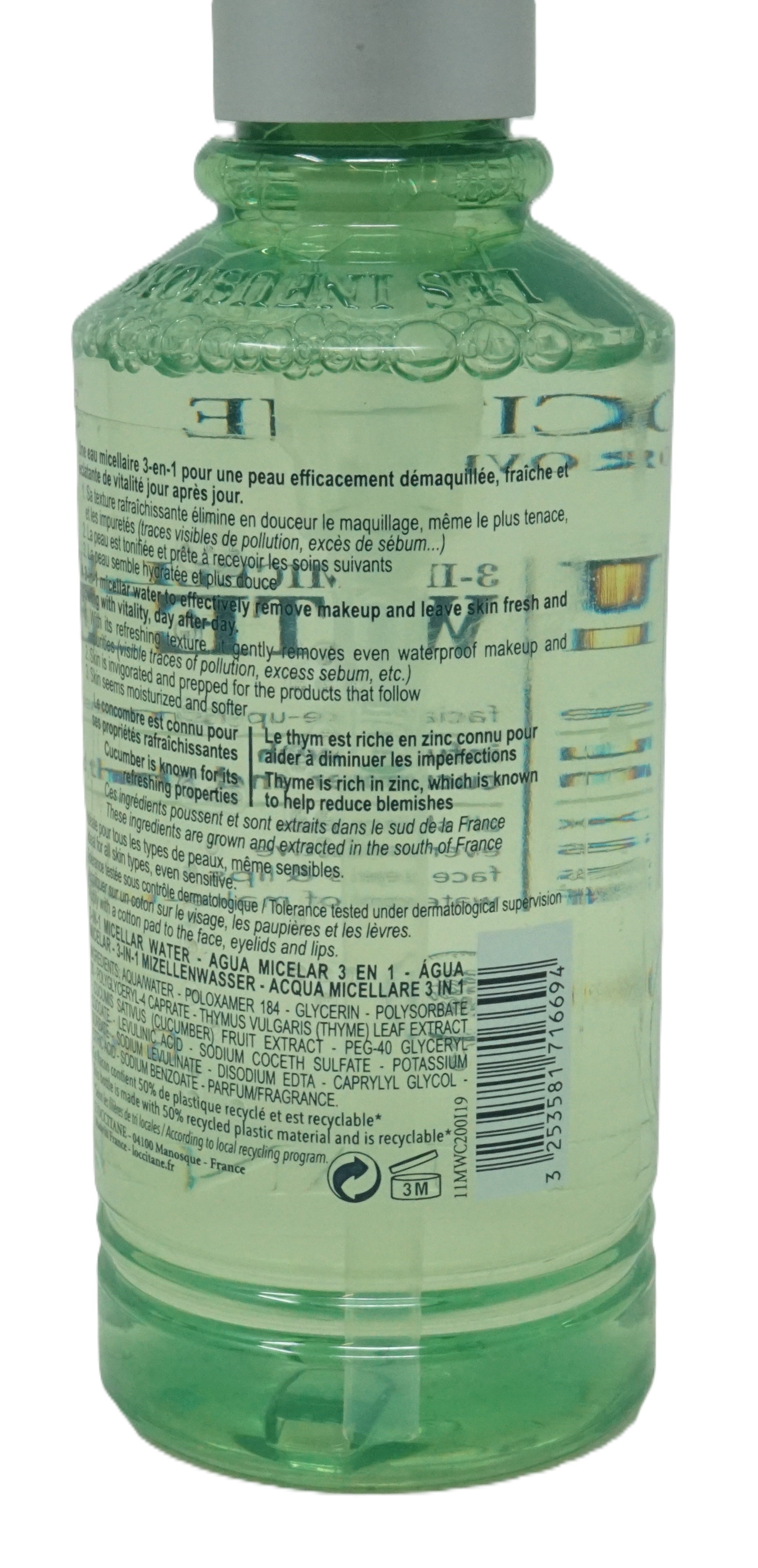 L’Occitane 3 in 1 Micellar Water facial make up remover 200ml