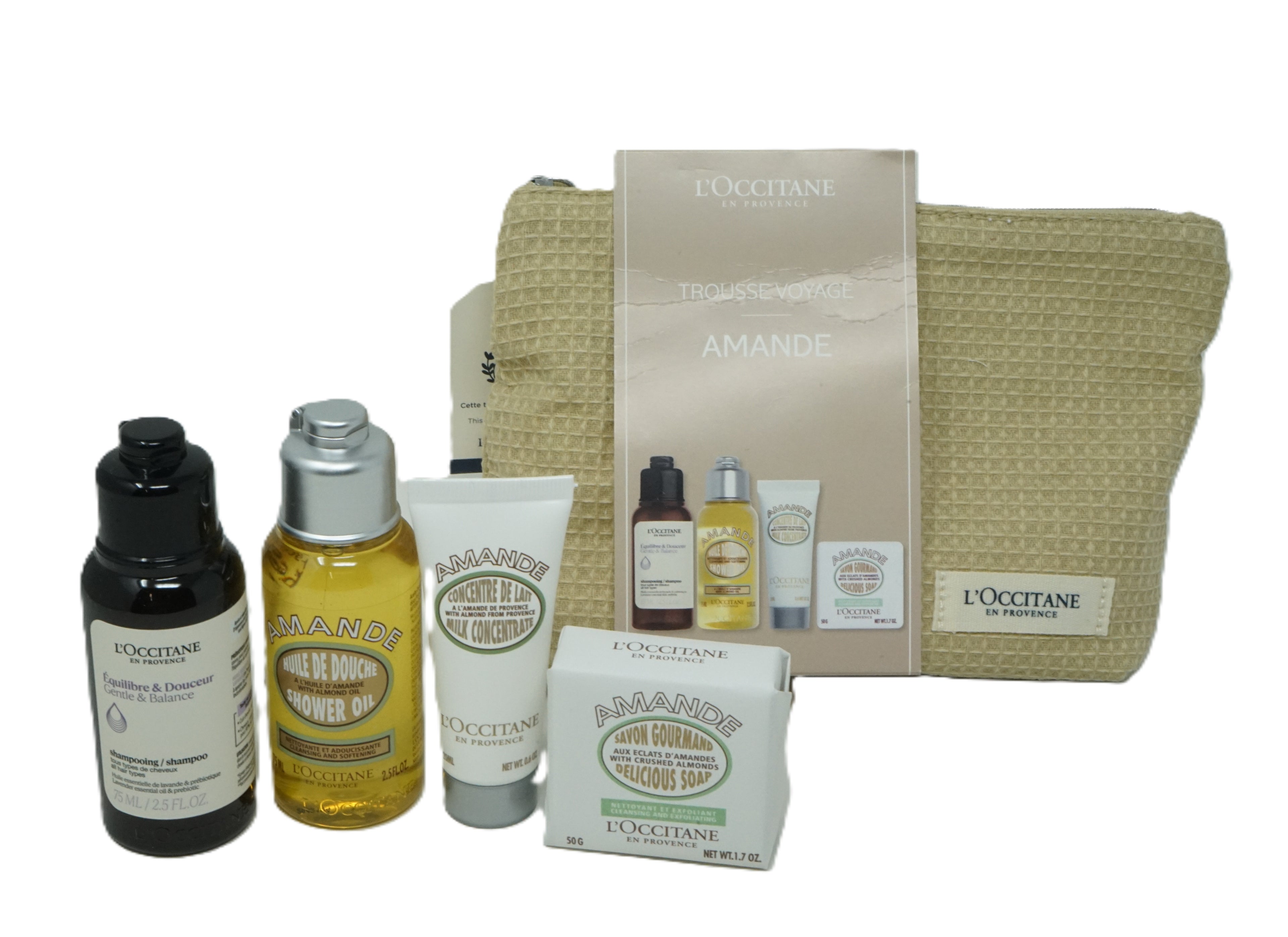 L’Occitane Trousse Voyage Amande Set shampoo, Shower oil, Milk, Soap