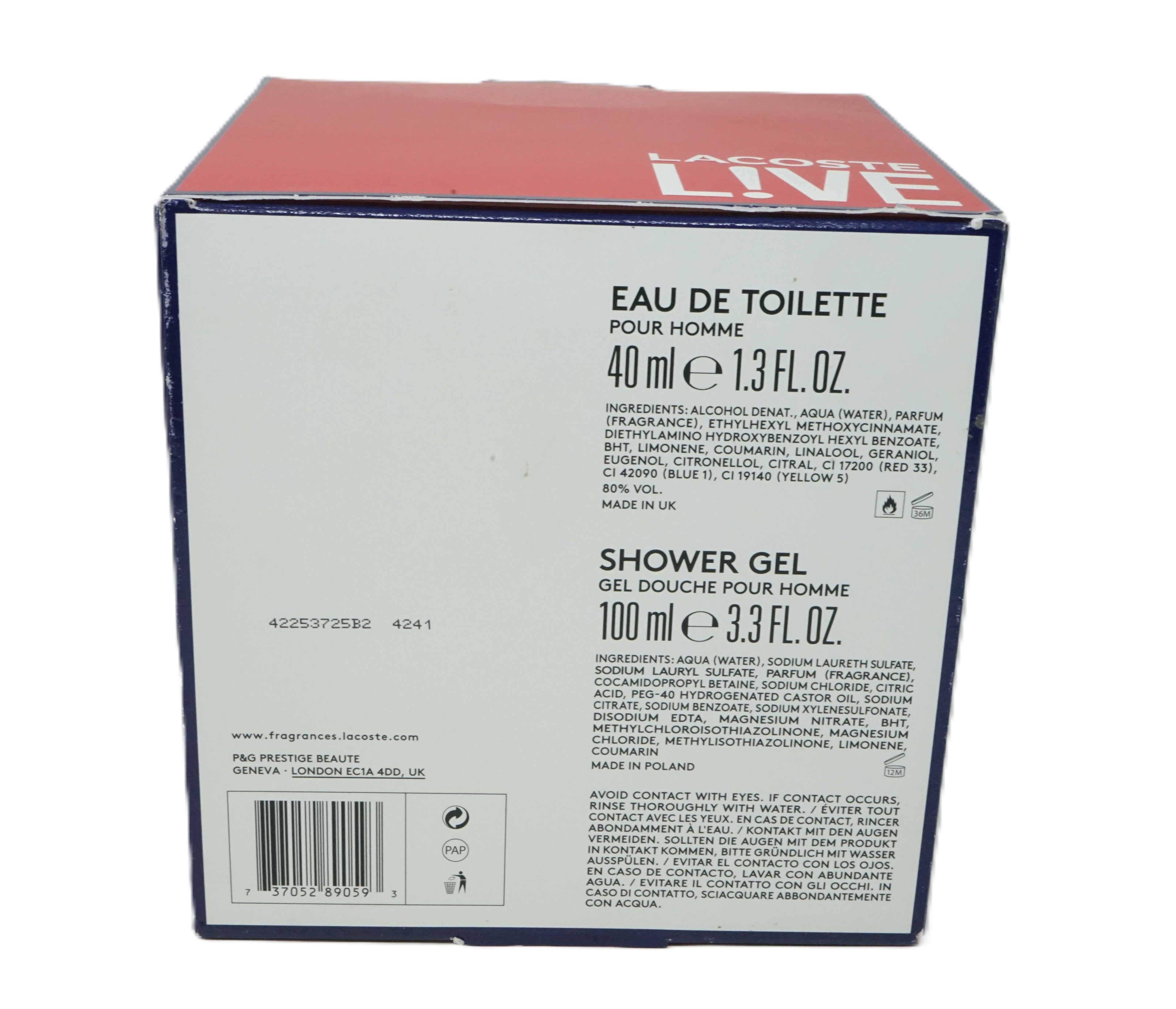 Lacoste Live Eau de Toilette pour Homme 40 ml + Shower Gel