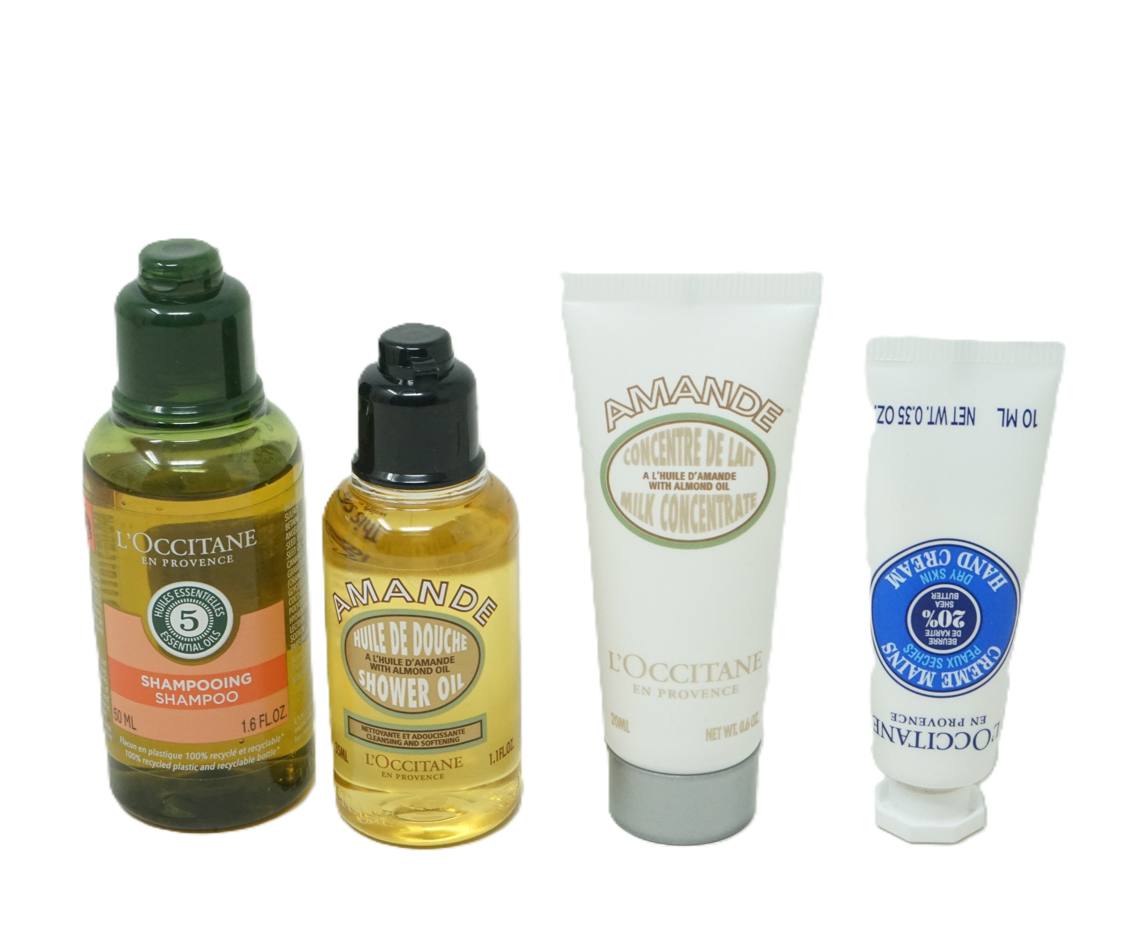 L’Occitane Amande Milk 20ml + Shower oil 35ml + Shampoo 50ml + hand creme 10ml