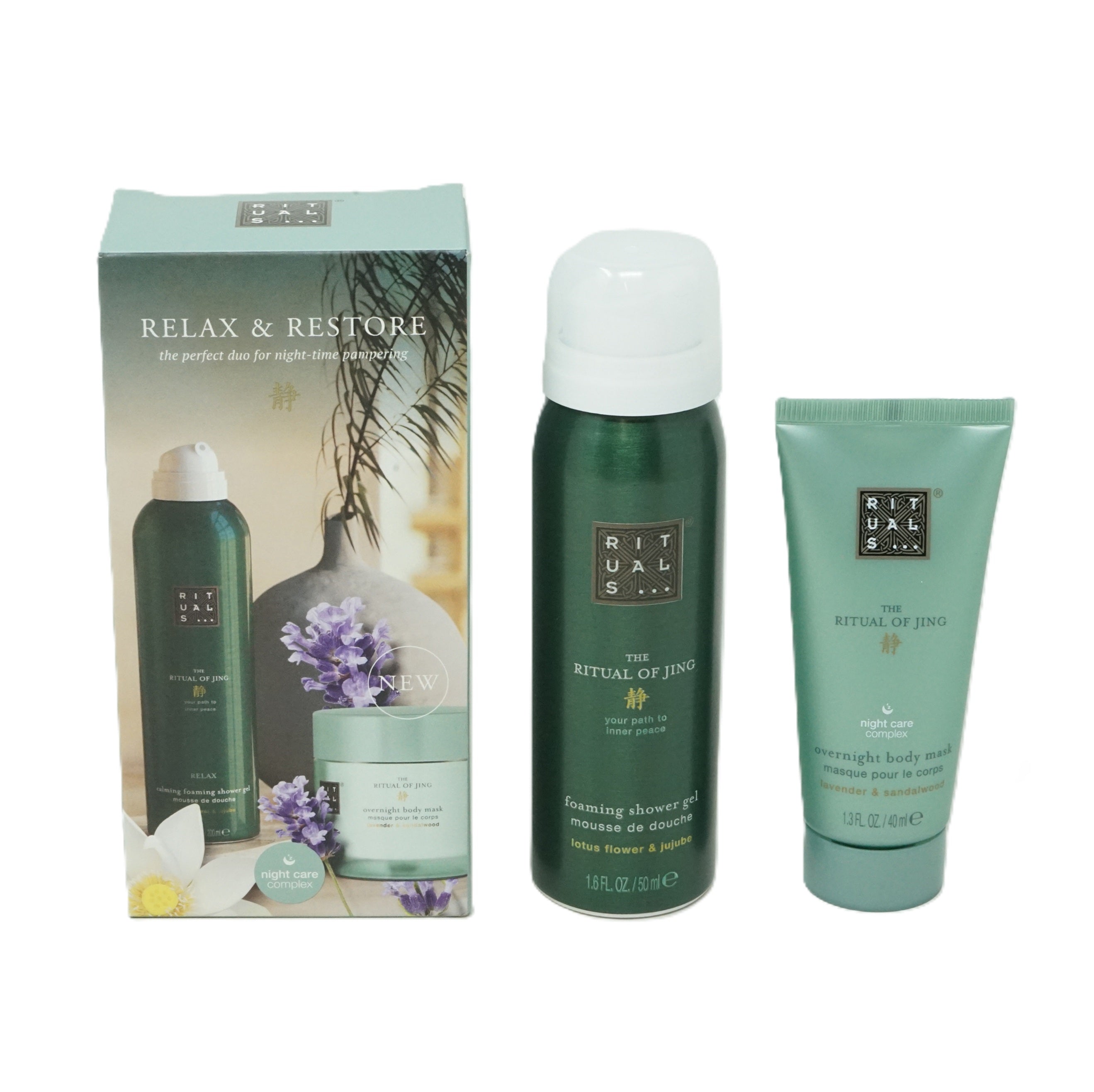 Rituals Relax & Restore shower gel 50ml +overnight body mask 40ml