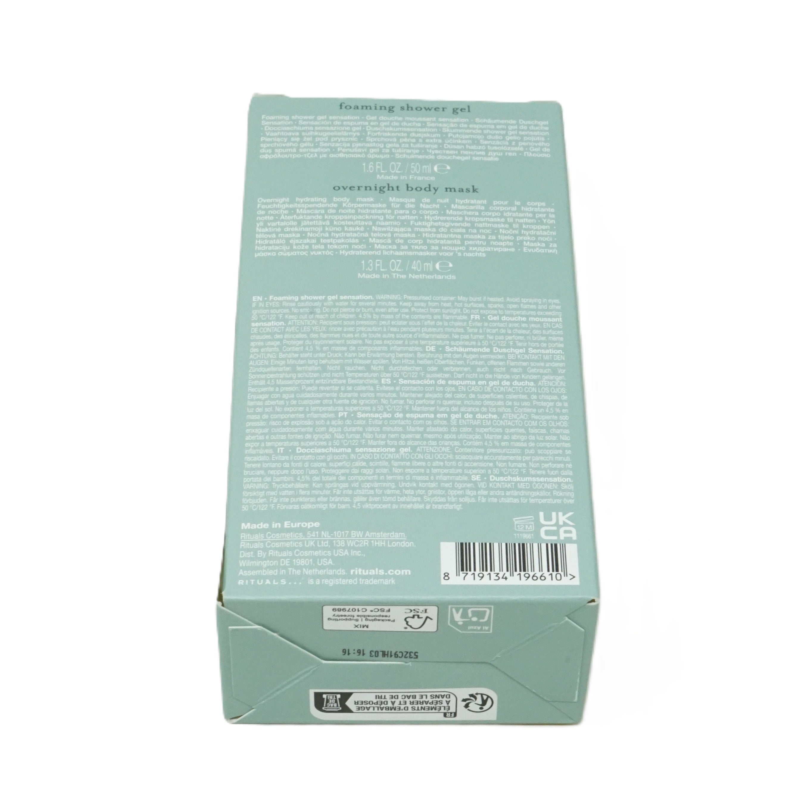 Rituals Relax & Restore shower gel 50ml +overnight body mask 40ml