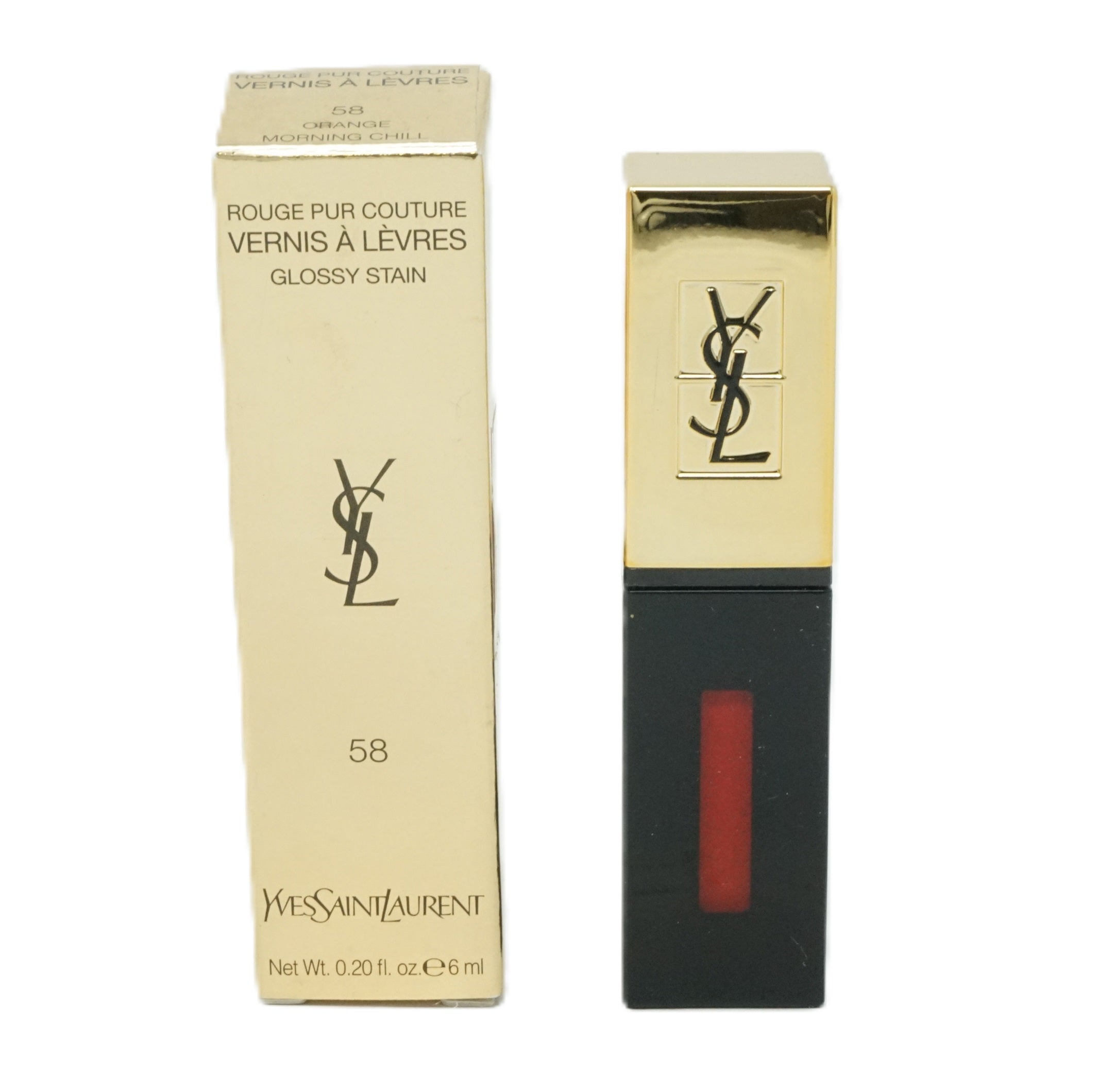 Yves Saint Laurent Rouge Pur Couture Vernis A Lèvres Glossy Stain Lipgloss 6ml  Orange Morning Chill 58