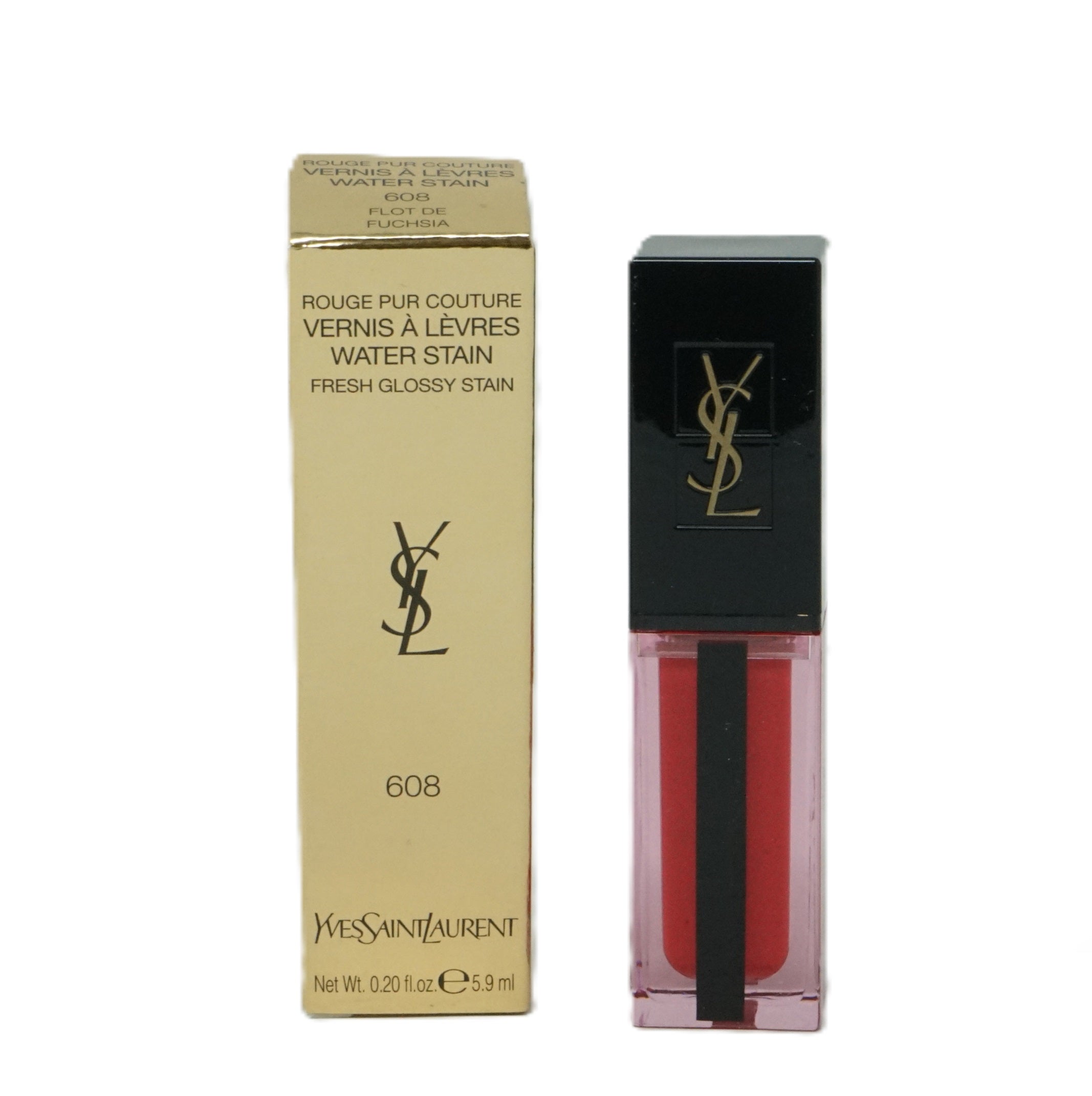 Yves Saint Laurent Rouge Pur Couture Vernis Á Levres Water Stain Lipgloss 5,9ml Flot de Fuchsia 608