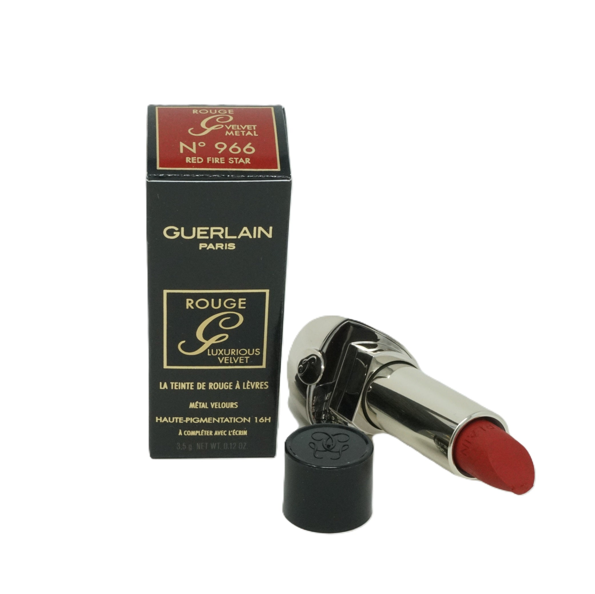 Guerlain Rouge G Luxurious Velvet Metal Lipstick Shade Lippenstift 3,5g No 966 Red Fire Star