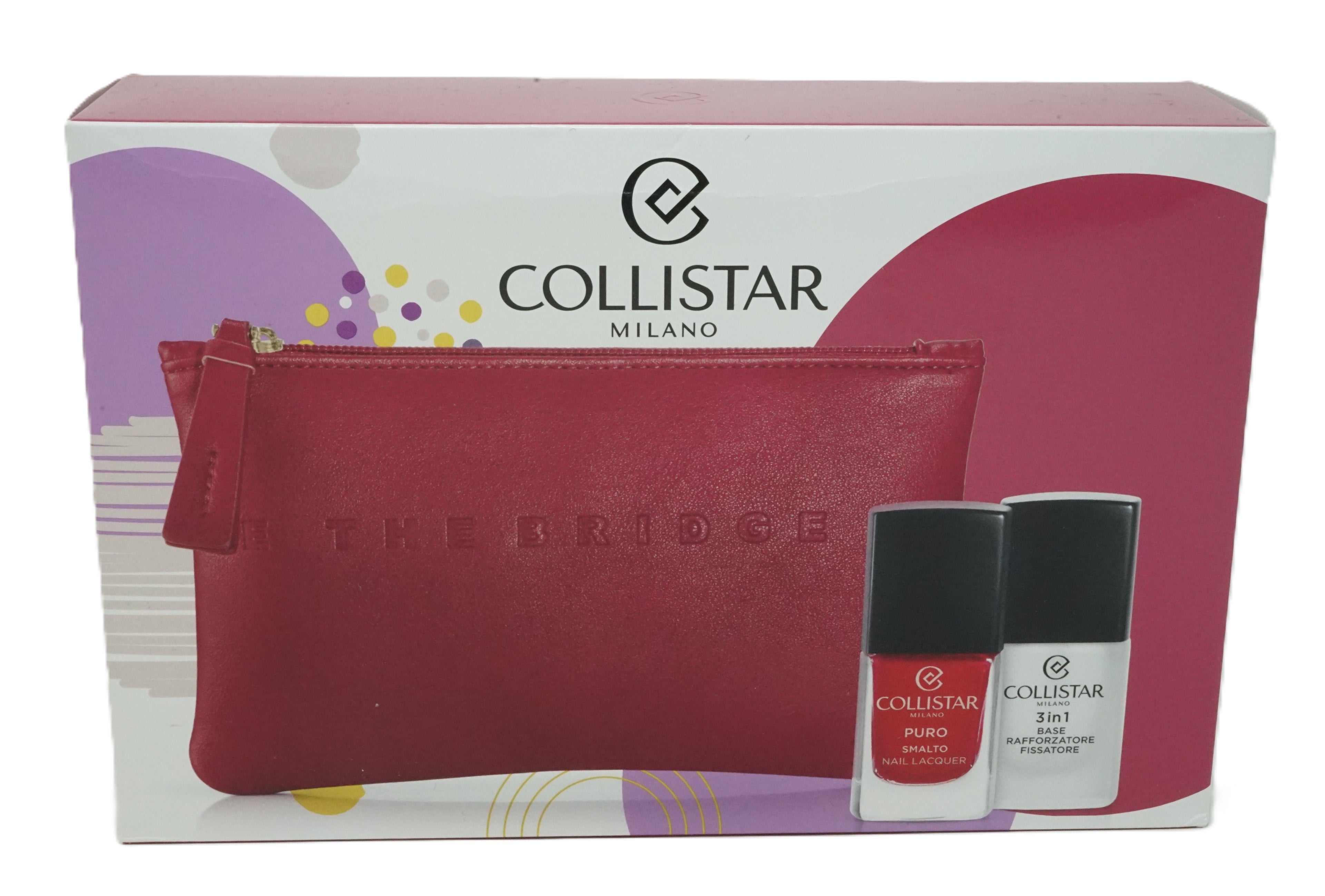 Collistar Nagellack 111 Rosso Milano 10 ml + 3in1 Base 10 ml + Kosmetiktasche