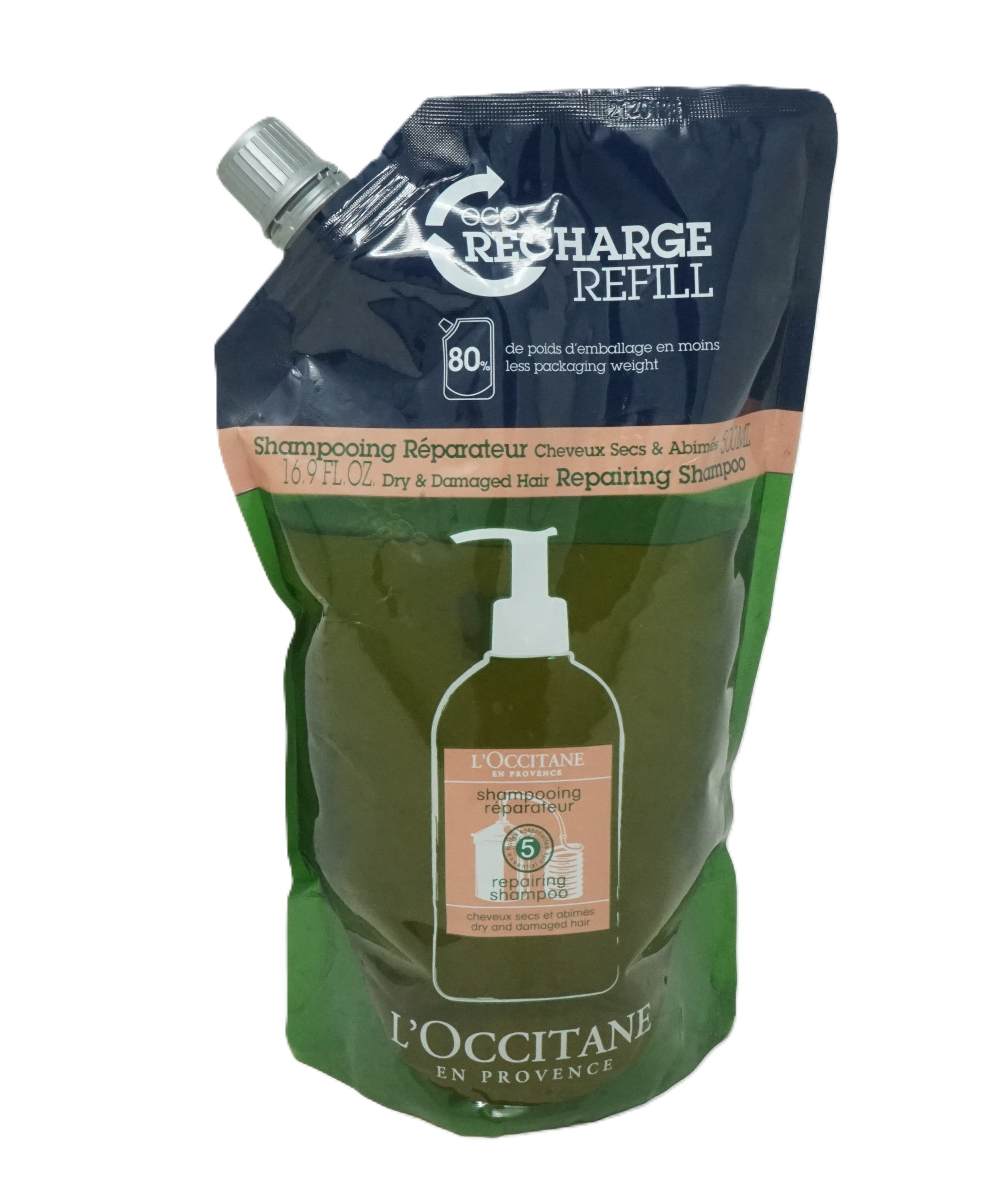 L'Occitane repairing shampoo 5 eco recharger refill 500 ml