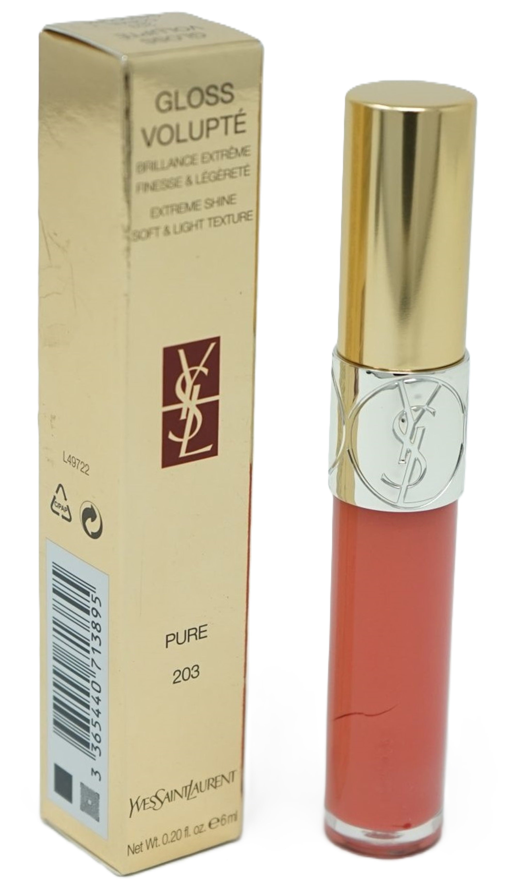 Yves Saint Laurent Gloss Volupte PURE Extreme Shine Soft & Light Lipgloss 203 Corail Gandoura