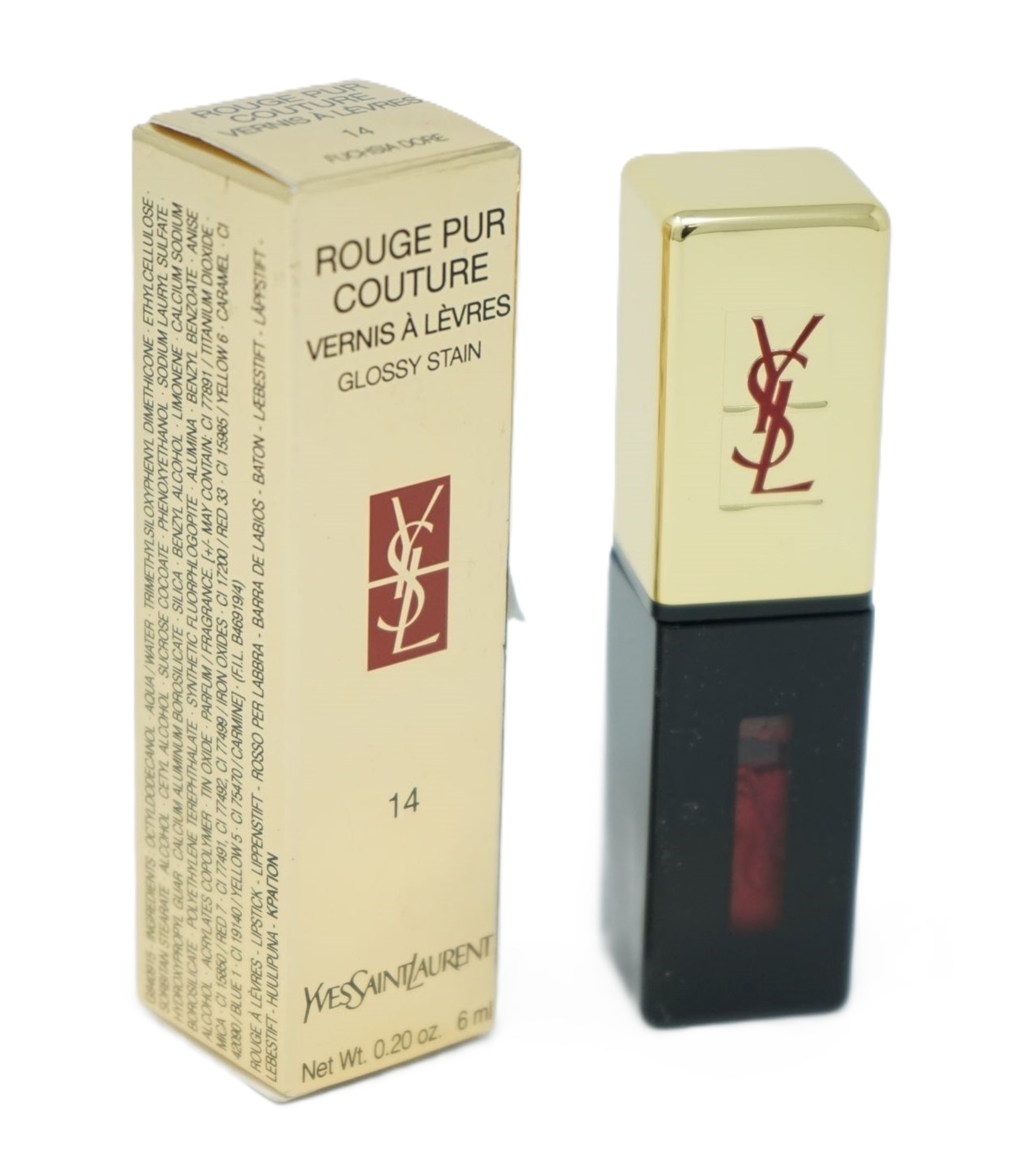Yves Saint Laurent Rouge pur Couture Vernis á Levres Lippenstift 14 Fuchsia Dore