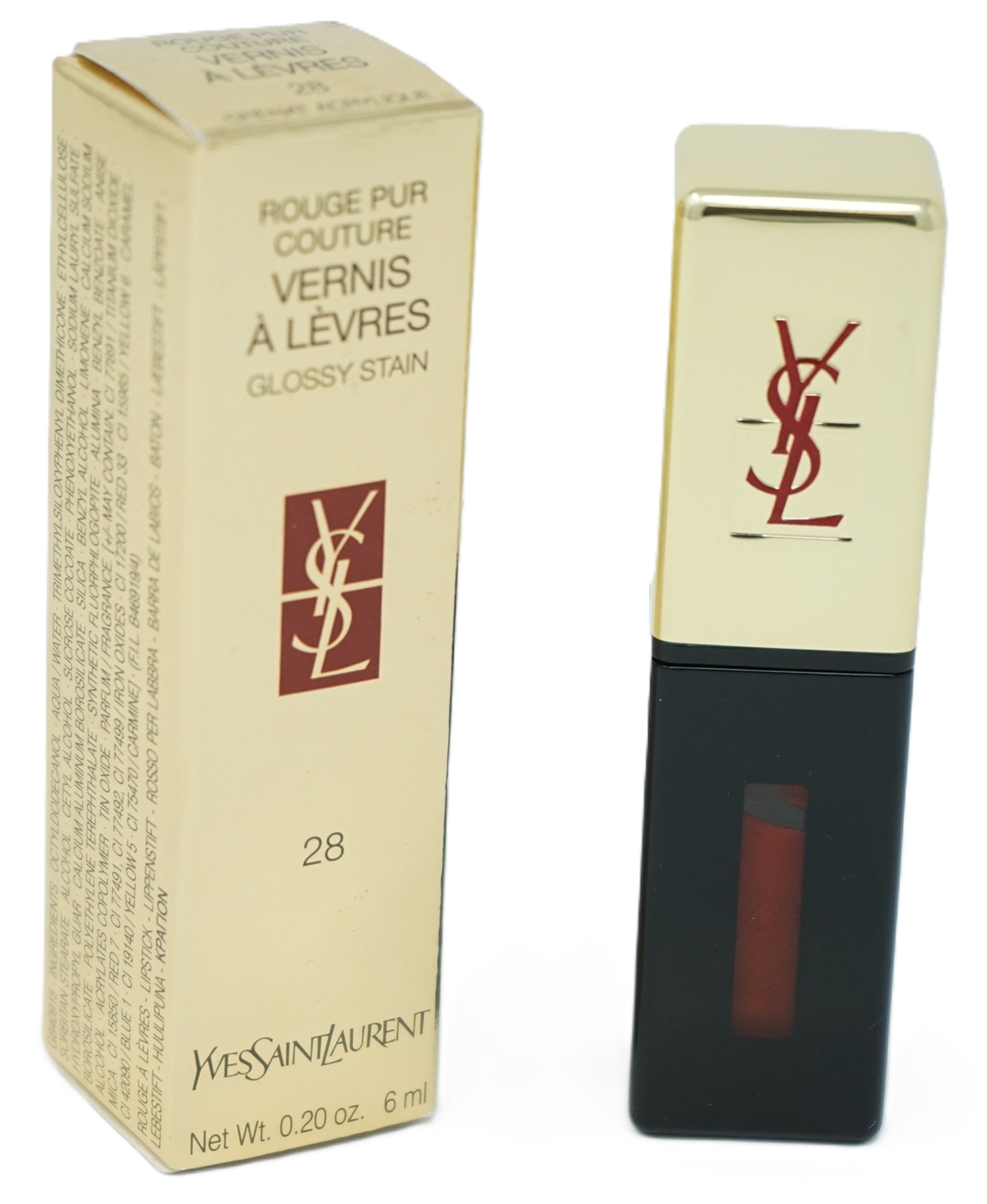 Yves Saint Laurent Rouge pur Couture Vernis á Levres Lippenstift 28 Grenat Acrylique