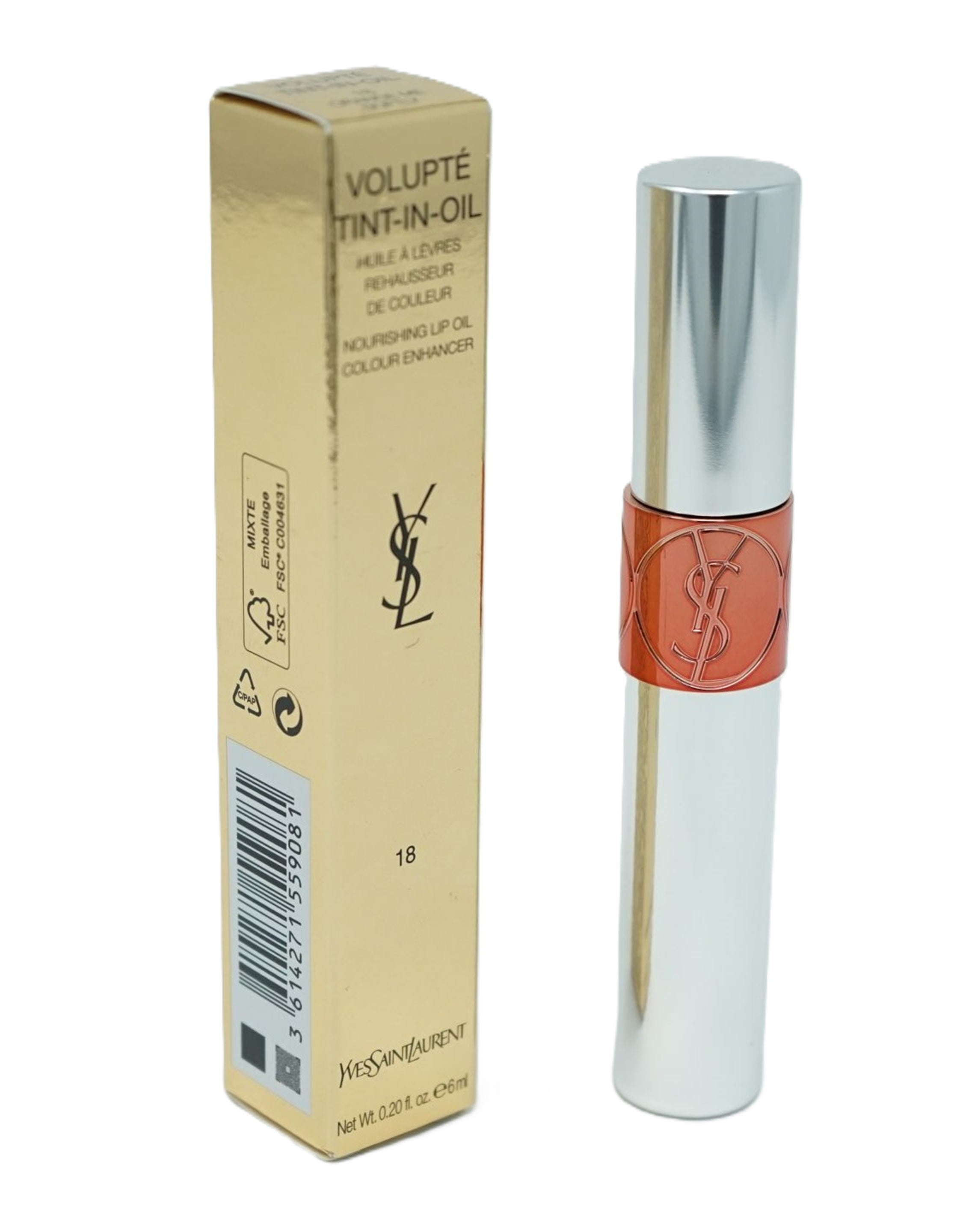 Yves Saint Laurent Volupte Tint-in-Oil Lip Oil Lipgloss 6ml Orange Me Softly 18