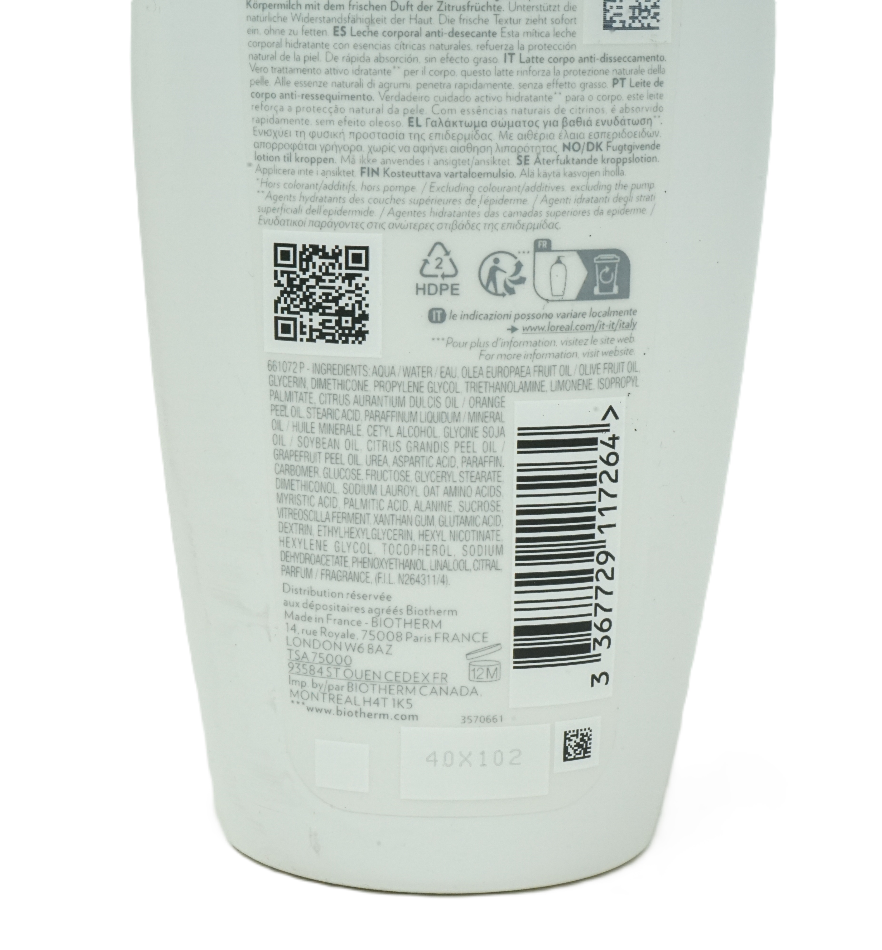 Biotherm Lait Corporel Anti-Dessechant femme / woman, Bodylotion, 400 ml