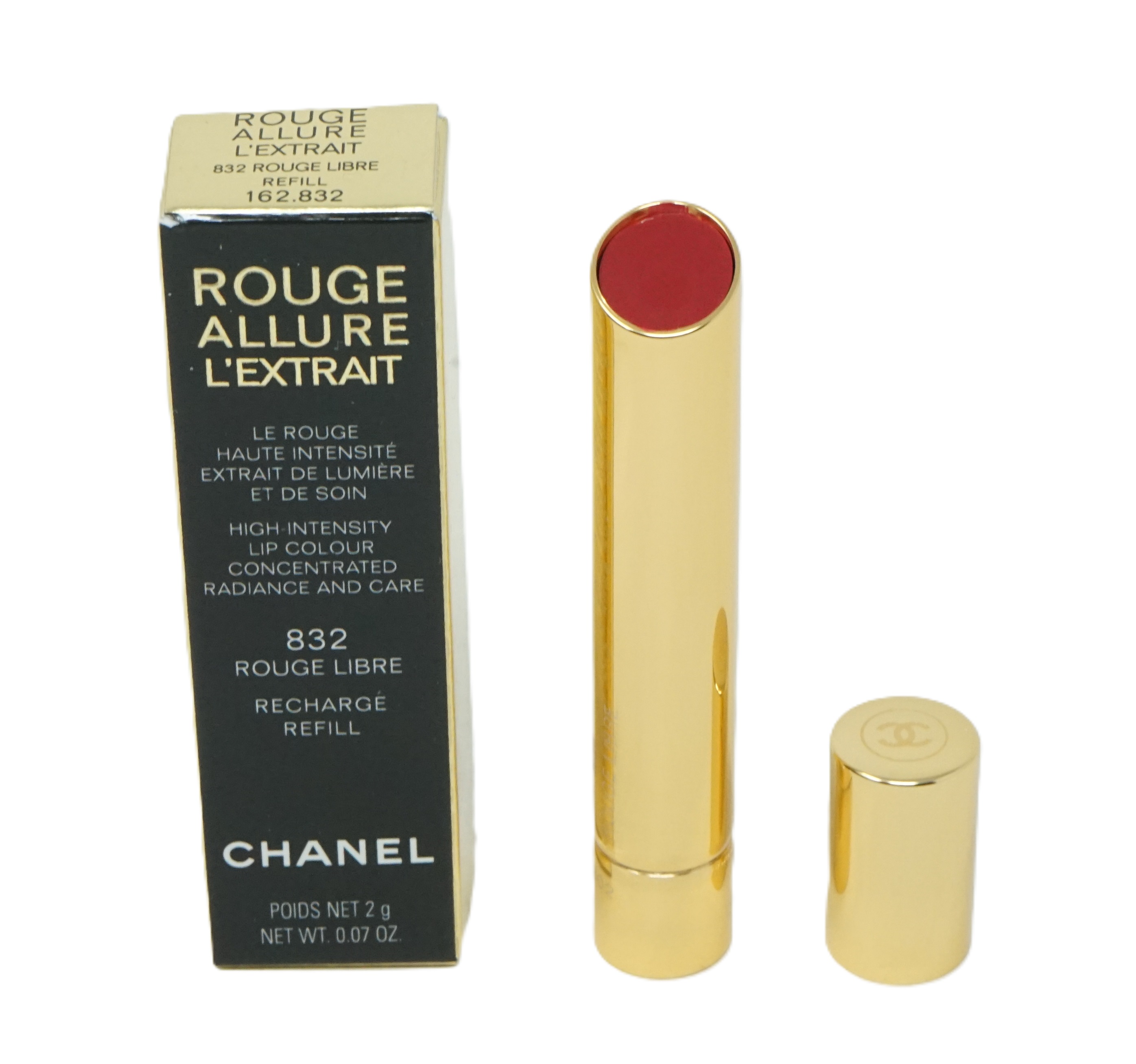 Chanel Rouge Allure L'Extrait nachfüllbare stift 832 Rouge Libre 2g Chanel Rouge Allure L'Extrait nachfüllbare stift 832 Rouge Libre 2g