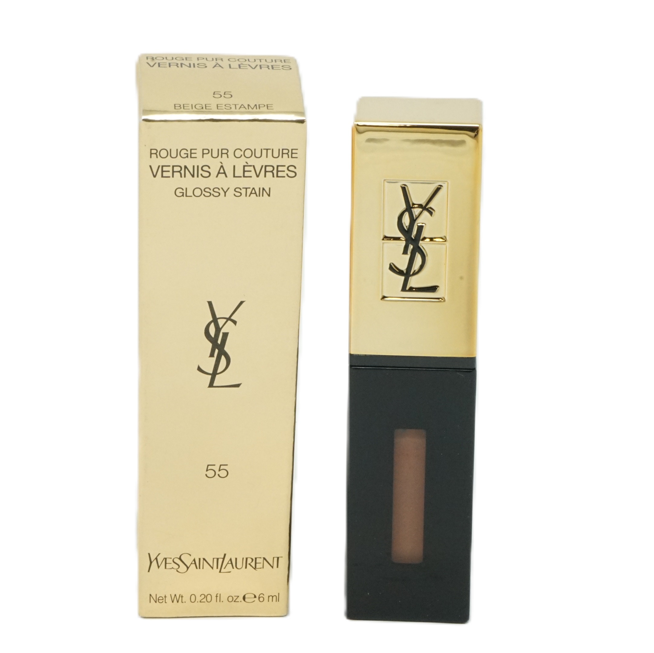Yves Saint Laurent Rouge Pur Couture Vernis A Lèvres Glossy Stain Lipgloss 6ml Beige Estampe 55