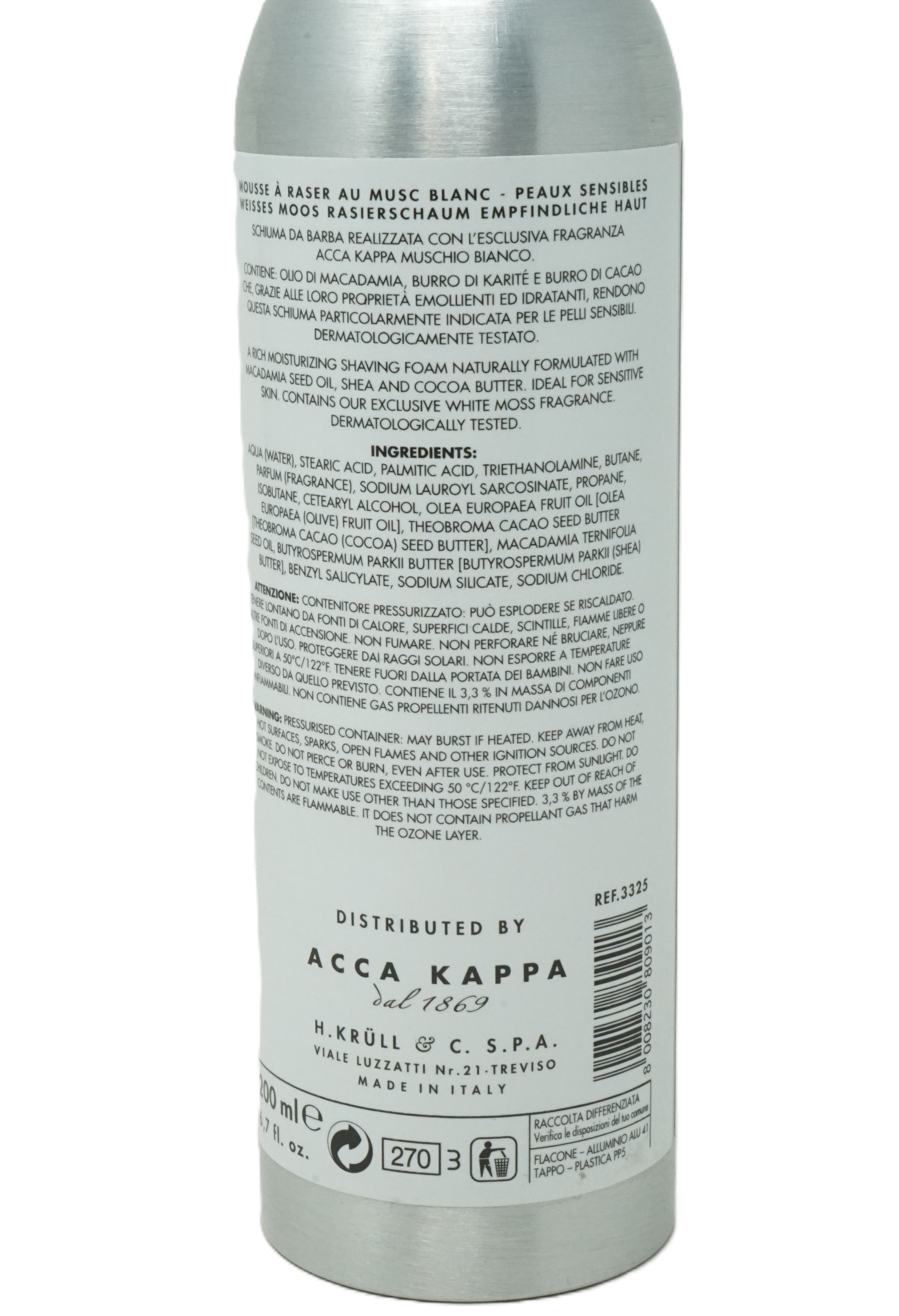 Acca Kappa Muschio Bianco White Moss Shaving Foam 200 ml