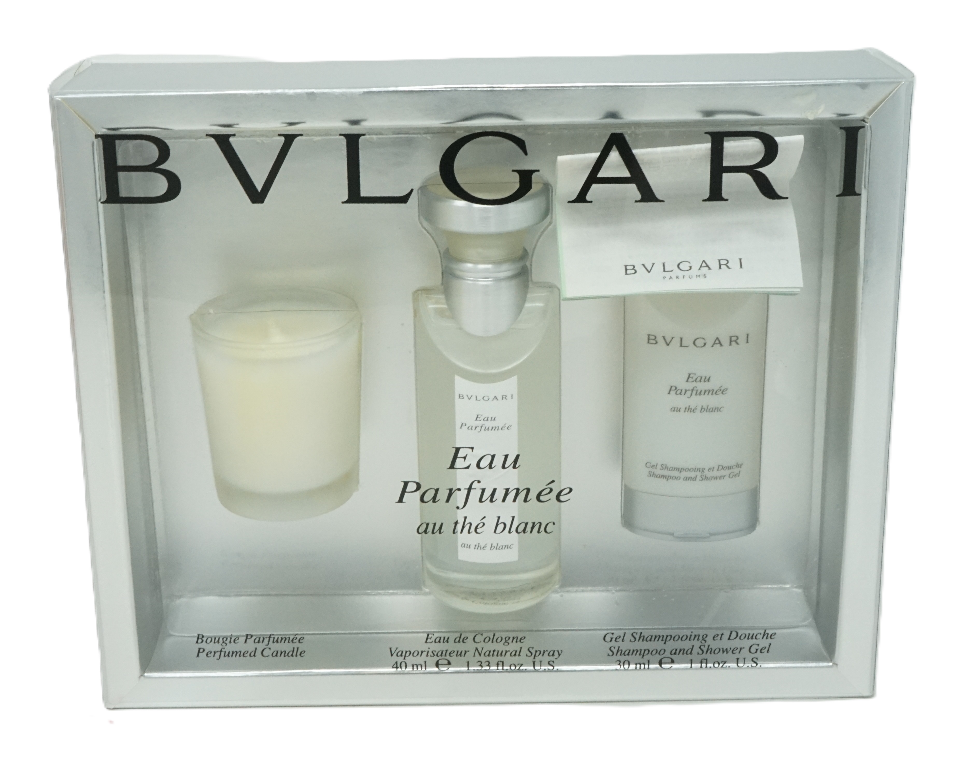 BVLGARI Eau Parfumee Au The Blanc Eau de Cologne 40ml Kerze showergel 30ml 30908