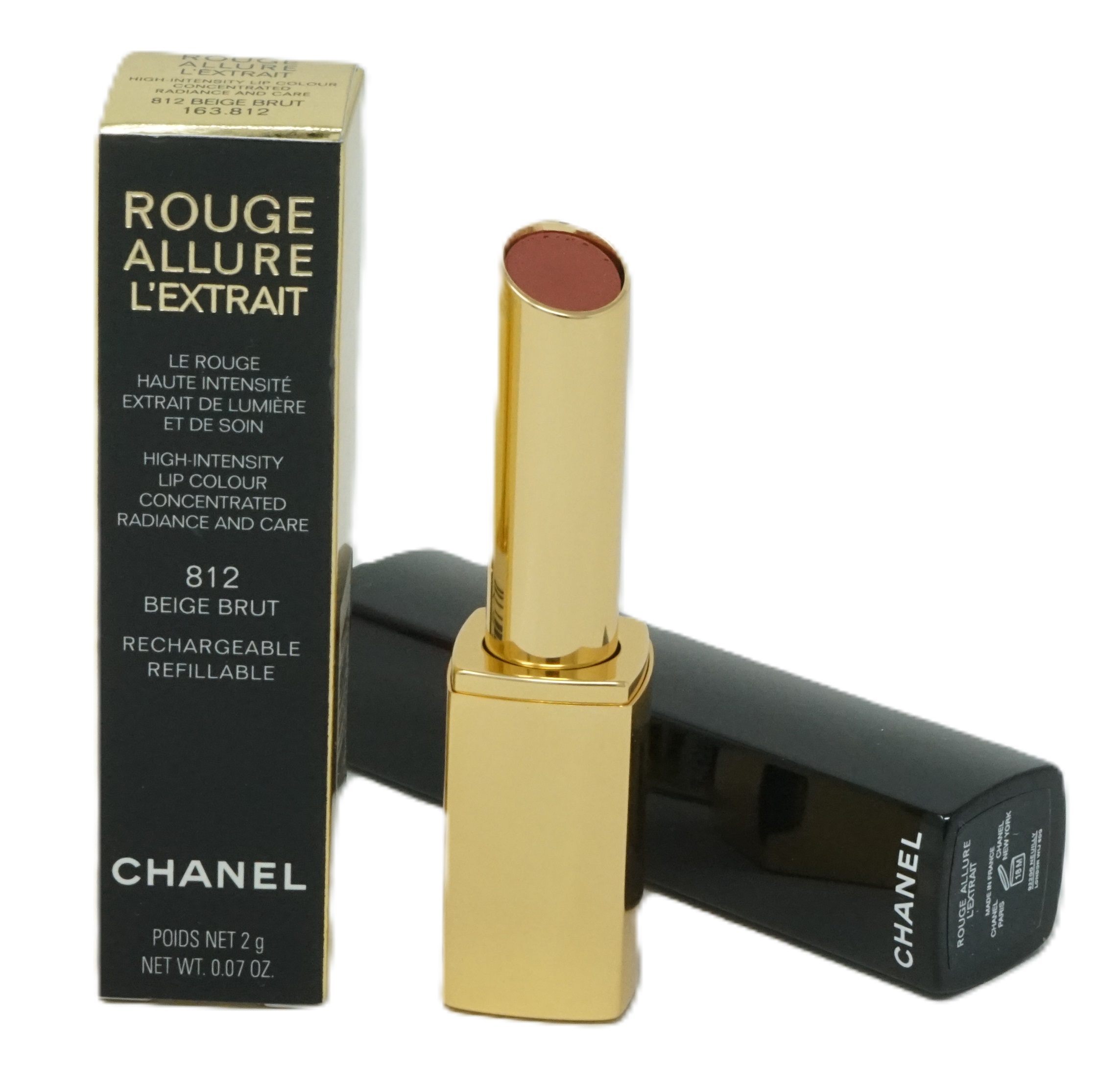 Chanel Rouge Allure L'Extrait  high-intensity lip colour 812 Beige Brut refillable 2g Chanel Rouge Allure L'Extrait  high-intensity lip colour 812 Beige Brut refillable 2g