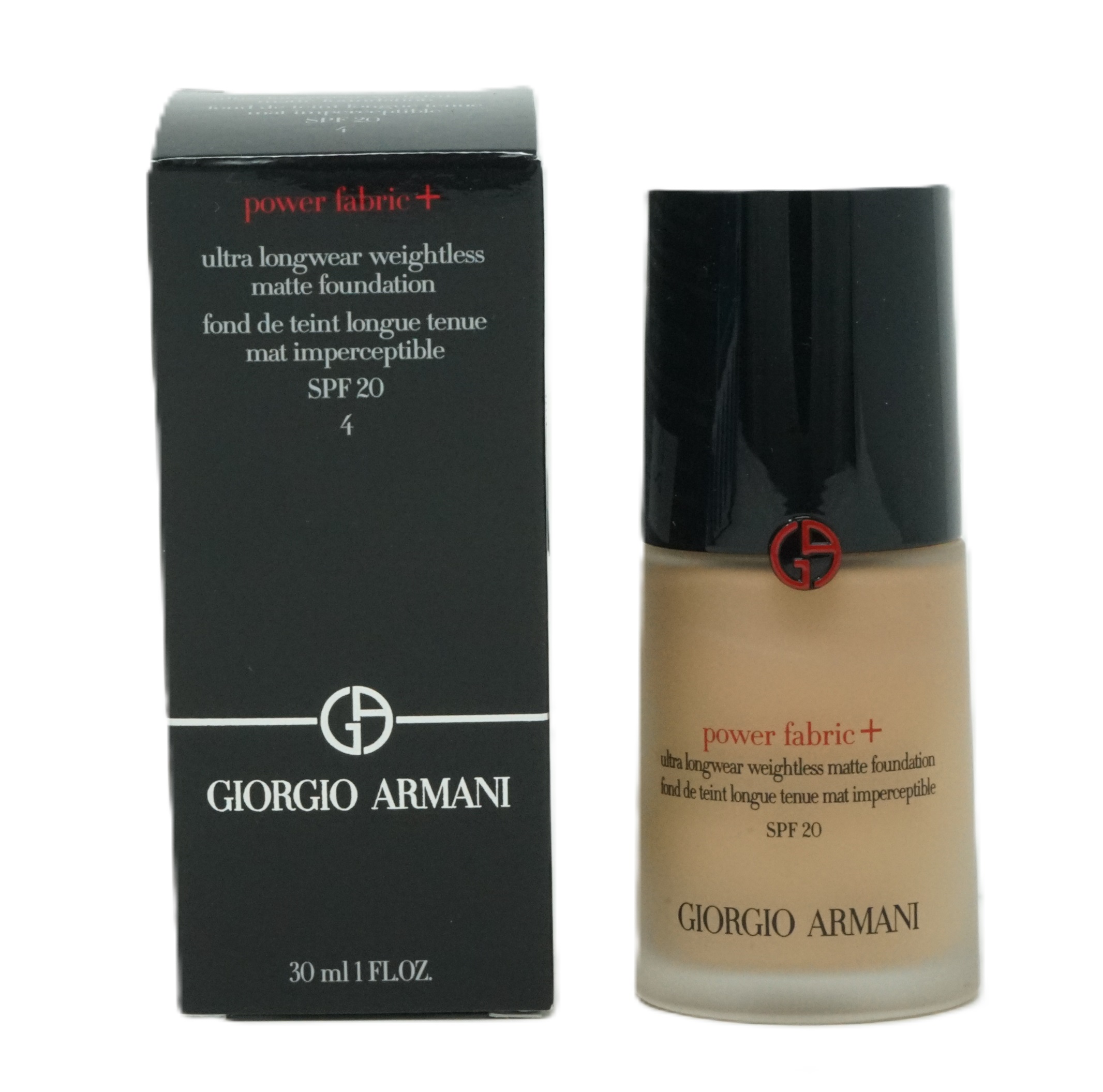 Giorgio Armani  power fabric+ ultra longwear weightless matte SPF 20 Foundation 4 ,30ml