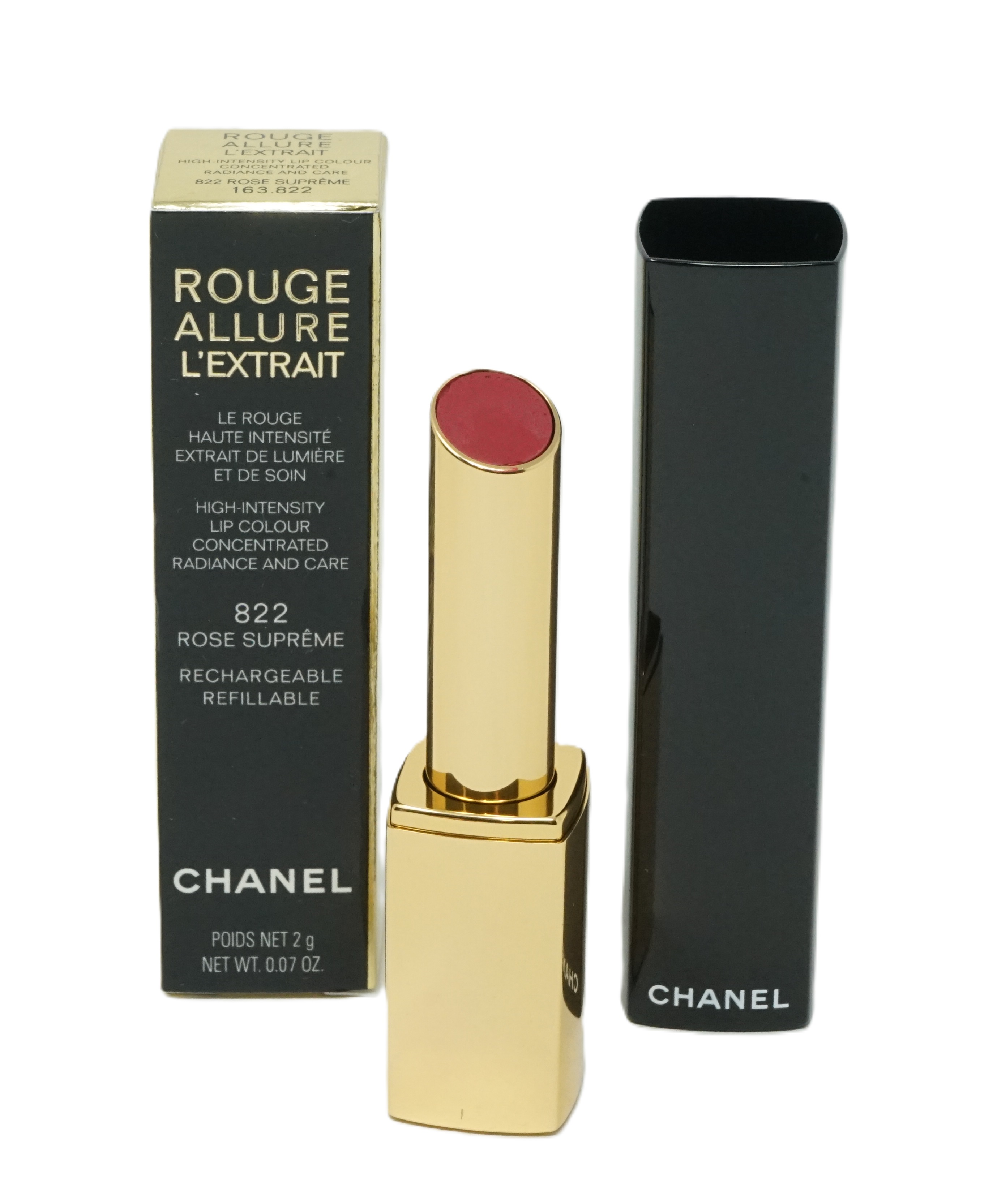 Chanel Rouge Allure L'Extrait  high-intensity lip colour 822 Rose Supreme refillable 2g Chanel Rouge Allure L'Extrait  high-intensity lip colour 822 Rose Supreme refillable 2g