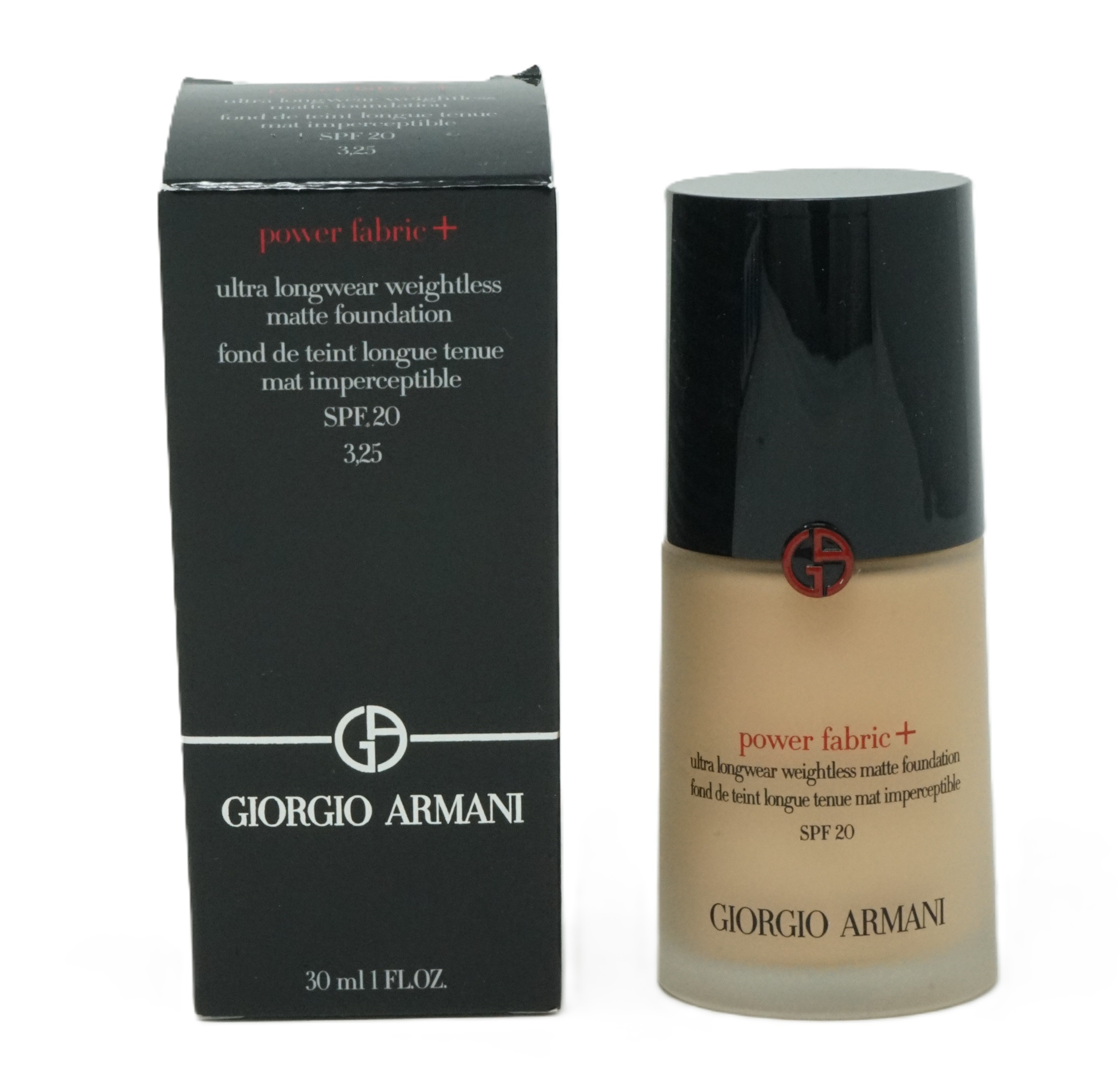 Giogio Armani Power Fabric + ultra longwear matte foundation 3.25