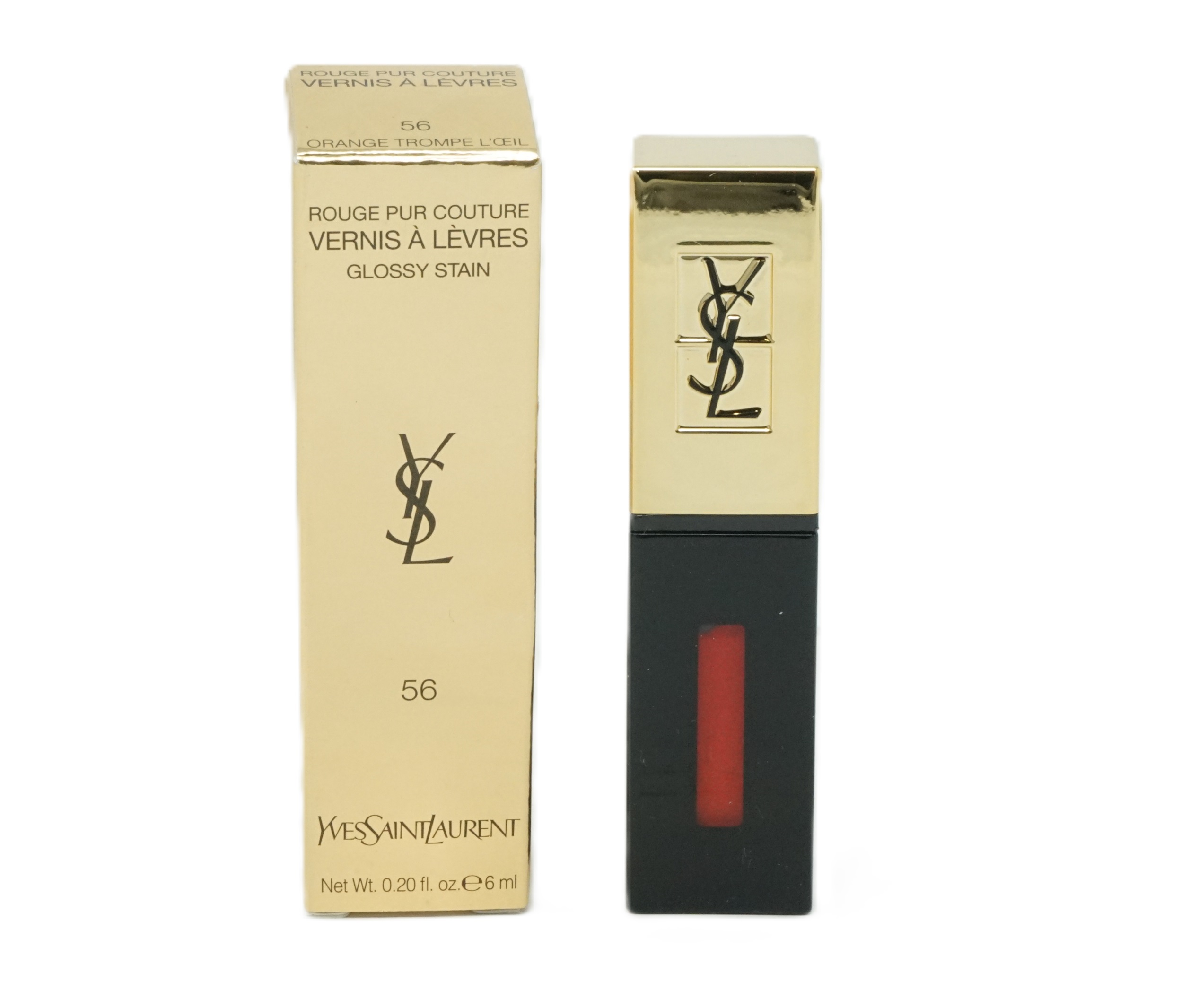 Yves Saint Laurent Rouge Pur Couture Vernis A Lèvres Glossy Stain Lipgloss 6ml  Orange Trompe L'Oeil 56