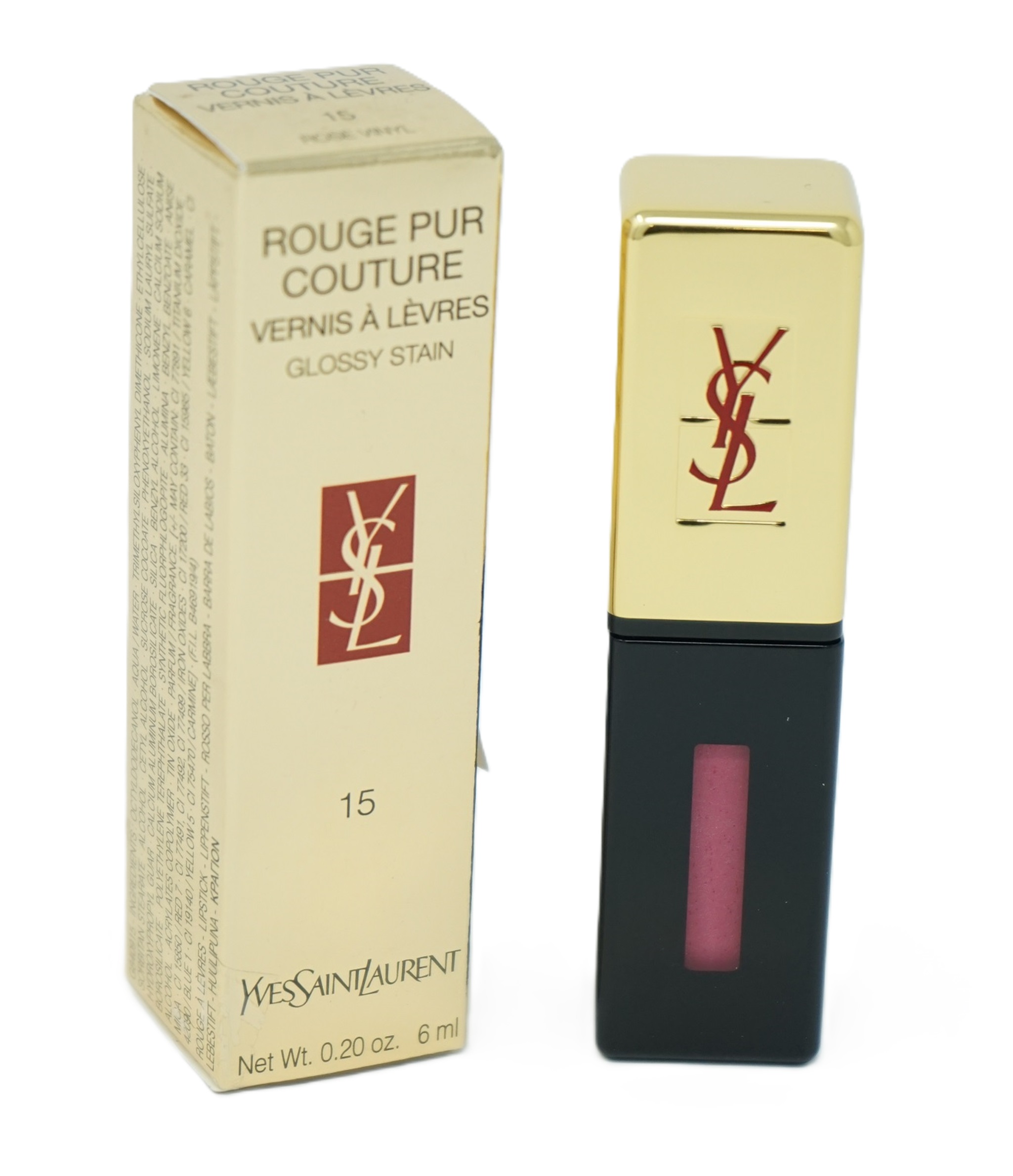 Yves Saint Laurent Rouge pur Couture Vernis á Levres Lippenstift 15 Rose Vinyl