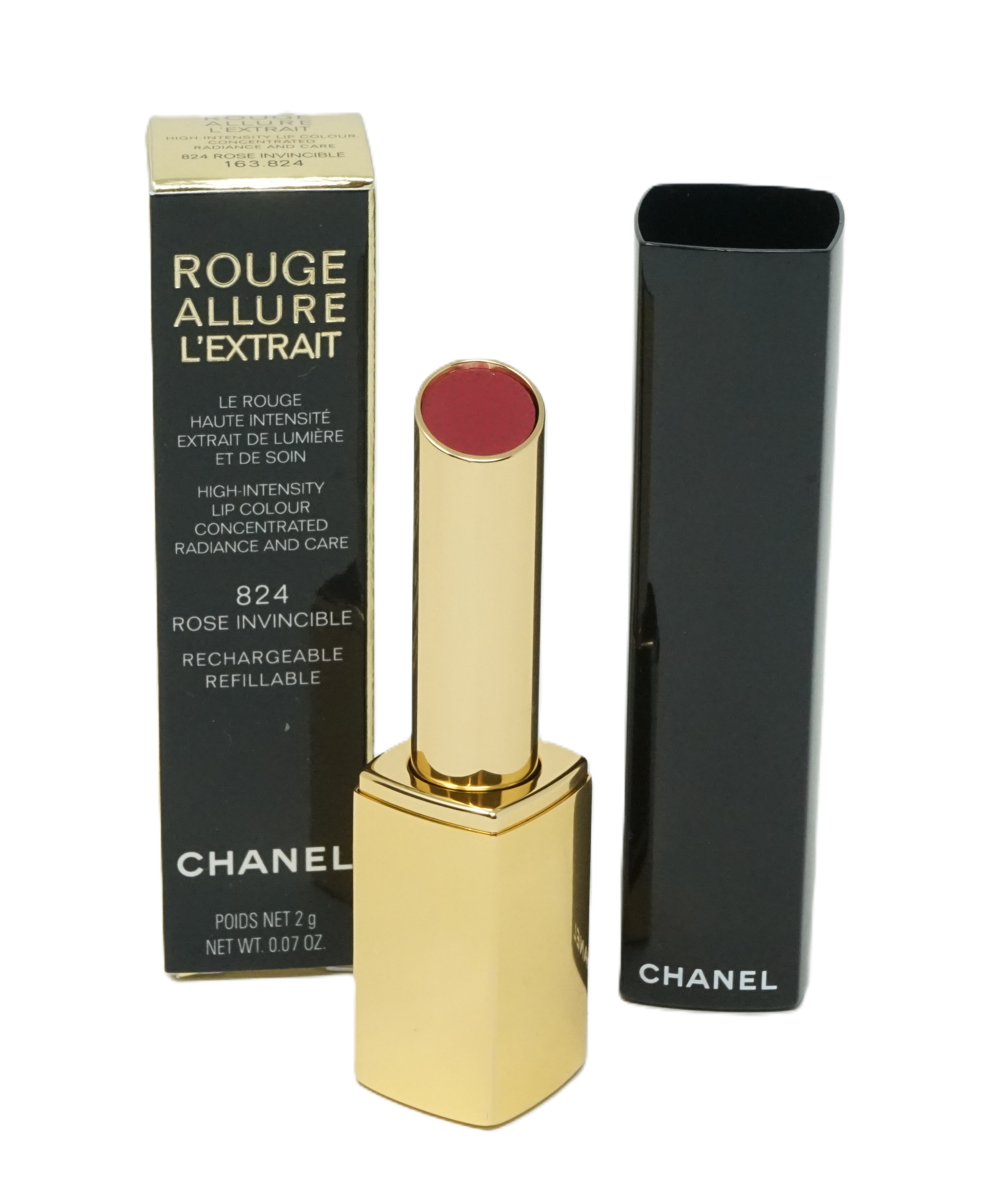 Chanel Rouge Allure L'Extrait  high-intensity lip colour 824 Rose Invincible refillable 2g Chanel Rouge Allure L'Extrait  high-intensity lip colour 824 Rose Invincible refillable 2g